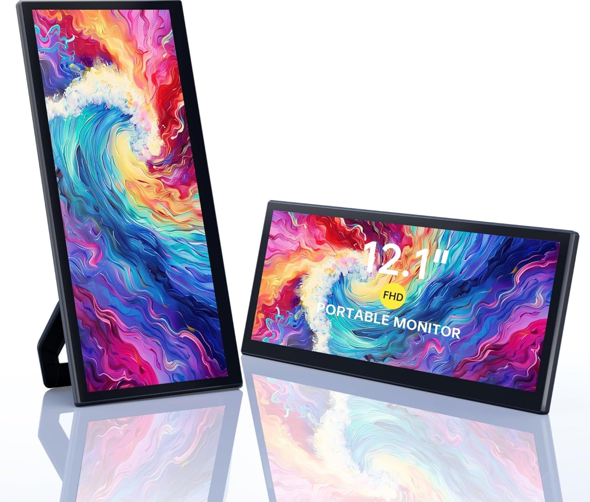 Portable Monitor, 12.1 Inch Ultra-Slim Portable Laptop Monitor with Kickstand, Laptop Monitor with Speakers, Plug&Play, USB C, HDMI, for Laptop PC MAC Phone PS4 Xbox Switch, Black Portable Monitor, 12.1 Inch Ultra-Slim Portable Laptop Monitor with Kickstand, Laptop Monitor with Speakers, Plug&Play, USB C, HDMI, for Laptop PC MAC Phone PS4 Xbox Switch, Black