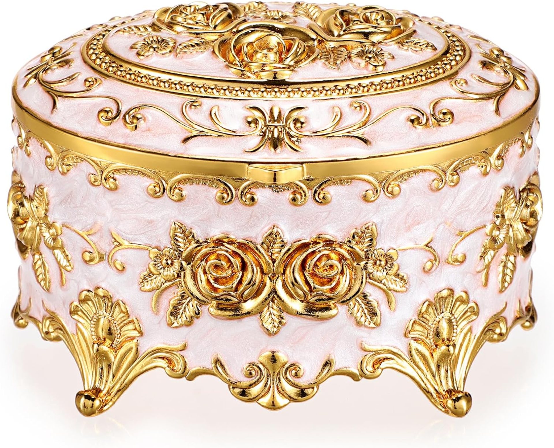 Hipiwe Vintage Metal Jewelry Box – Oval Trinket Organizer Ring Box Case with Rose Pattern Jewelry Storage Box for Ring Earrings Necklace, Gift for Women Girls Hipiwe Vintage Metal Jewelry Box – Oval Trinket Organizer Ring Box Case with Rose Pattern Jewelry Storage Box for Ring Earrings Necklace, Gift for Women Girls