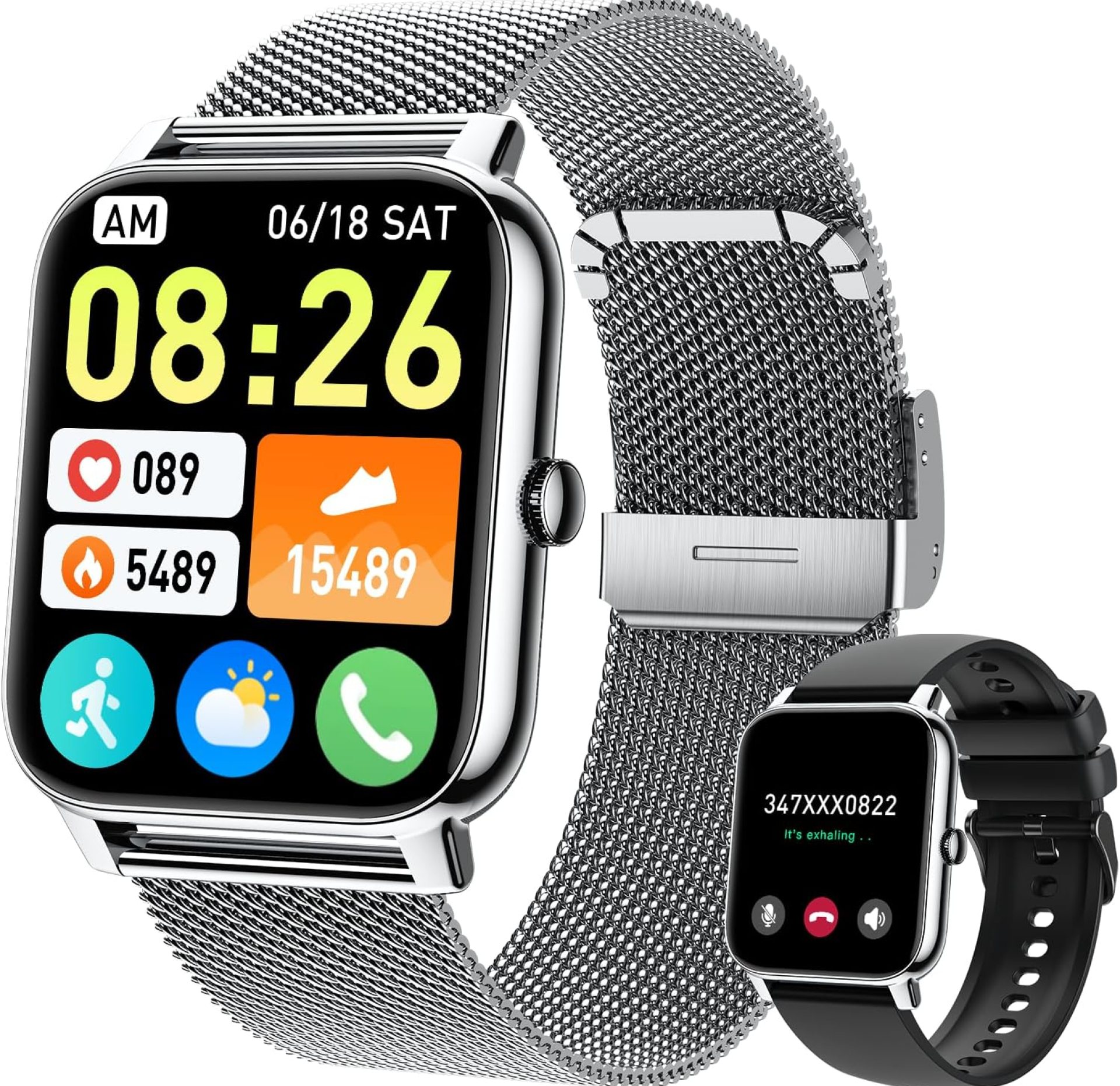 Smart Watch for Women Men Fitness: (Make/Answer Call) Bluetooth Smartwatch for Android Phones iPhone Waterproof Outdoor Sport Digital Running Watches Health Tracker Heart Rate Monitor Step Counter Smart Watch for Women Men Fitness: (Make/Answer Call) Bluetooth Smartwatch for Android Phones iPhone Waterproof Outdoor Sport Digital Running Watches Health Tracker Heart Rate Monitor Step Counter