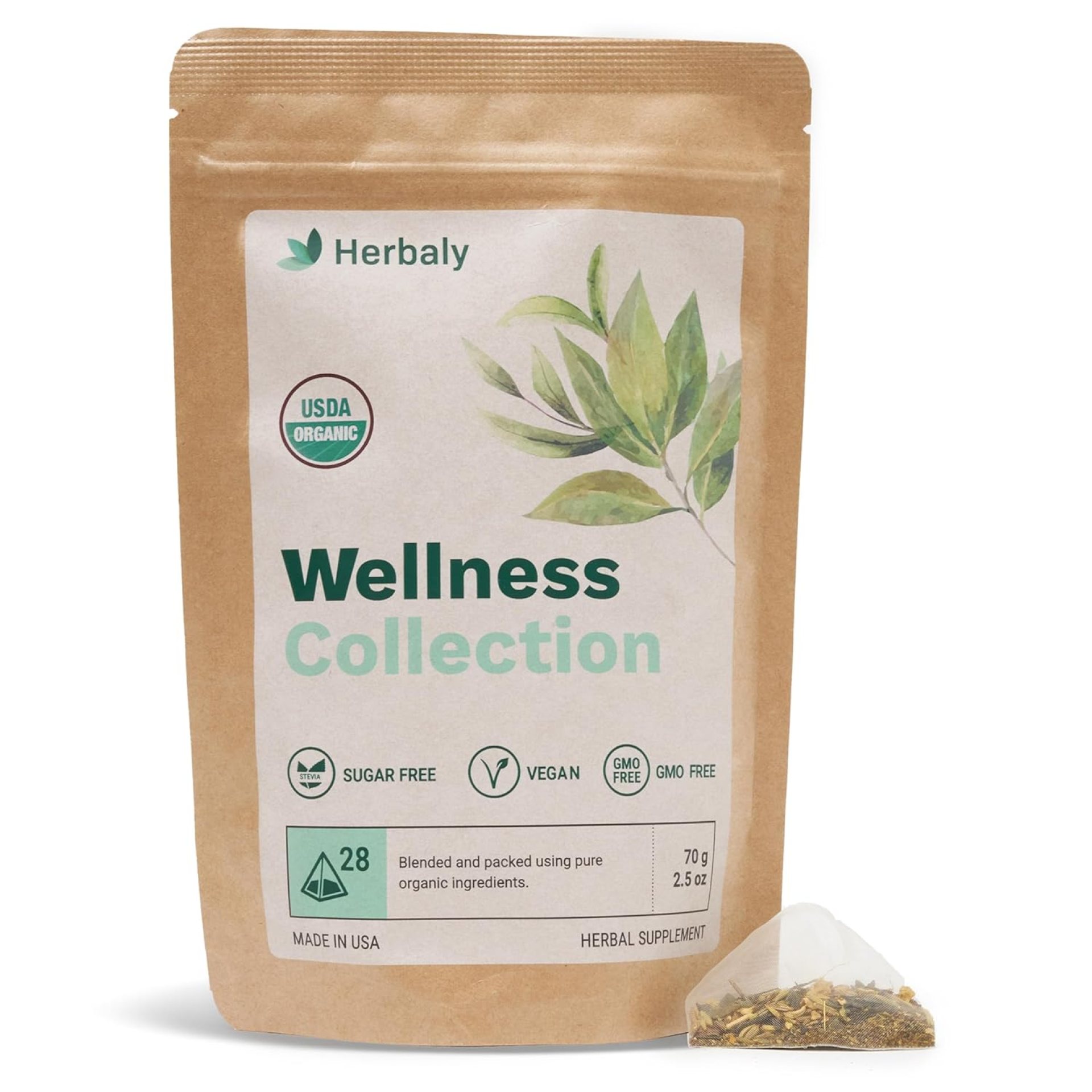Herbaly Wellness Collection Organic Herbal Ginger Tea, 70 g, 28 Count Bag (Pack of 1) Herbaly Wellness Collection Organic Herbal Ginger Tea, 70 g, 28 Count Bag (Pack of 1)