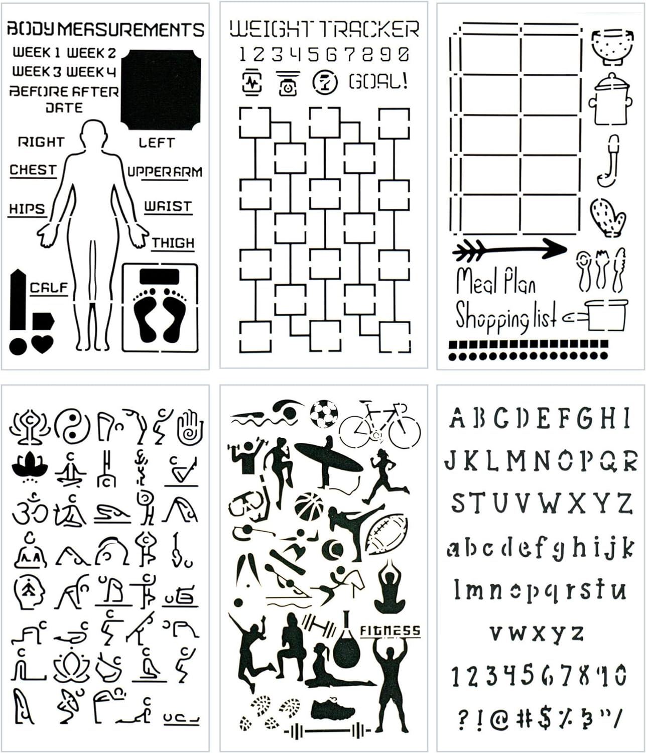 Health and Fitness Journal Stencil Set – Custom-Designed Supplies for Bullet Dot Journal Workout Planners with DIY Templates to Track Habits, Exercise, Weight and Meal Planning by Sunny Streak Health and Fitness Journal Stencil Set – Custom-Designed Supplies for Bullet Dot Journal Workout Planners with DIY Templates to Track Habits, Exercise, Weight and Meal Planning by Sunny Streak