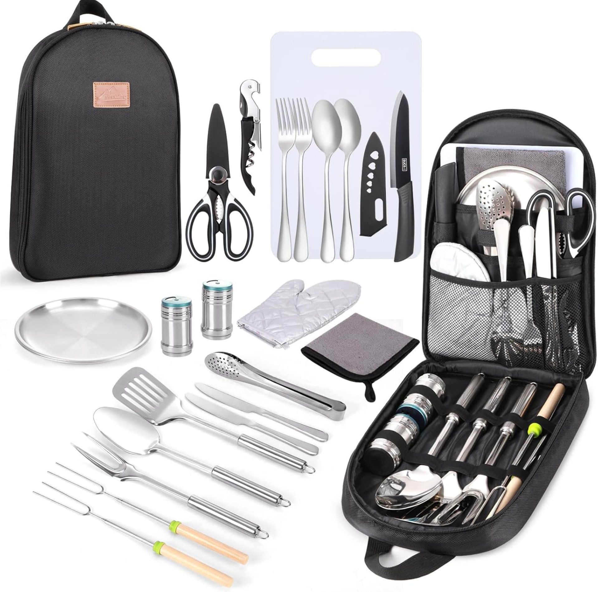 Camping Cooking Utensils Set Camping Essentials Camping Accessories Gear Must Haves Camper Tent for Camp Kitchen Cooking and Grilling, Ideal Gift for RV Tent Camper, Picnics, BBQs Camping Cooking Utensils Set Camping Essentials Camping Accessories Gear Must Haves Camper Tent for Camp Kitchen Cooking and Grilling, Ideal Gift for RV Tent Camper, Picnics, BBQs