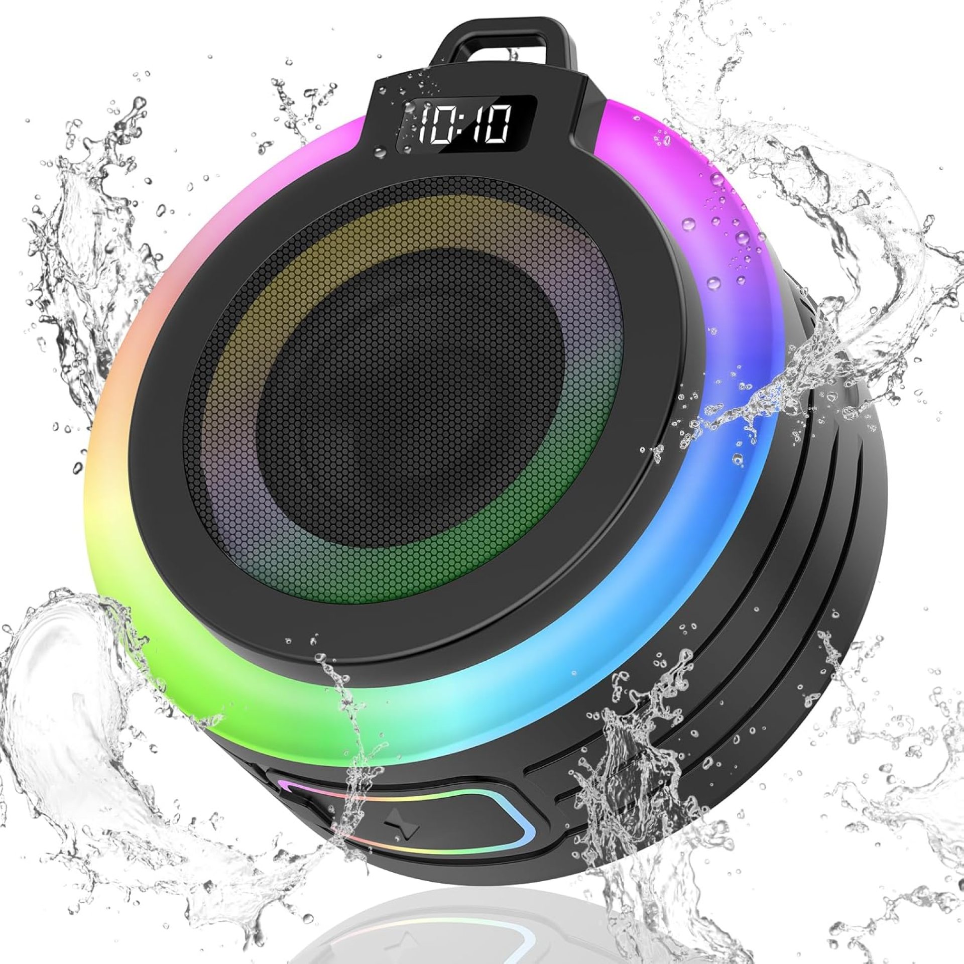 Bluetooth Shower Speaker, Portable Bluetooth Speaker Stereo Sound with Suction Cup/Lanyard, Built-in Mic, IPX7 Waterproof Wireless Speakers Bluetooth 5.4 for Bathroom, Party, Beach, Black Bluetooth Shower Speaker, Portable Bluetooth Speaker Stereo Sound with Suction Cup/Lanyard, Built-in Mic, IPX7 Waterproof Wireless Speakers Bluetooth 5.4 for Bathroom, Party, Beach, Black