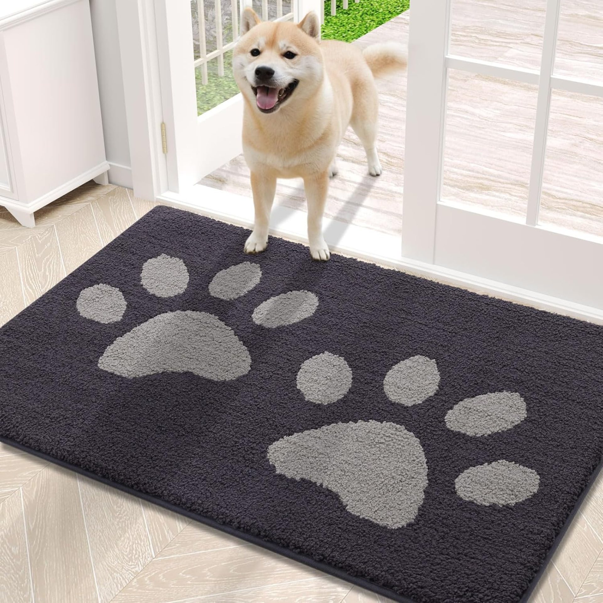 Buganda Dog Door Mat for Muddy Paws, Absorbent Dirt Trapper Washable Indoor Doormats, Non Slip Low-Profile Mud Mat for Dogs, Front Entrance Doormat for Inside Floor (30×20 Inches, Dark Grey) Buganda Dog Door Mat for Muddy Paws, Absorbent Dirt Trapper Washable Indoor Doormats, Non Slip Low-Profile Mud Mat for Dogs, Front Entrance Doormat for Inside Floor (30×20 Inches, Dark Grey)