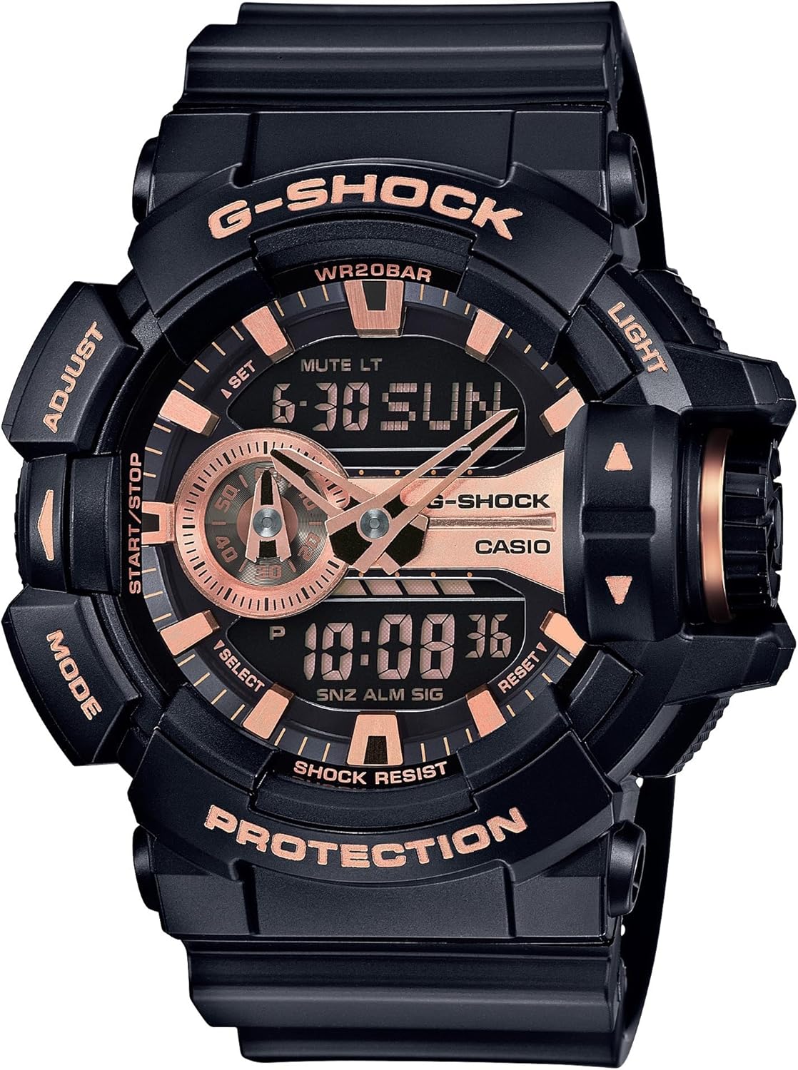 Casio XL G-Shock Quartz Sport Watch with Plastic Strap, 18.3 (Model: GA-400GB-1A4) Black/Rose Gold Casio XL G-Shock Quartz Sport Watch with Plastic Strap, 18.3 (Model: GA-400GB-1A4) Black/Rose Gold