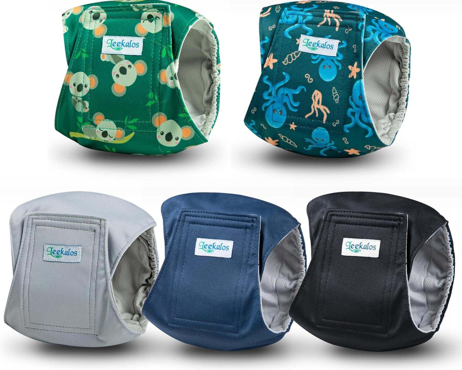 Leekalos Male Dog Diapers, Dog Belly Bands for Male Dogs Wraps Washable Doggie Diapers High Absorbing Dog Belly Bands(5 Pack) (Octopuses+Plain, Medium (15″-17″)) Leekalos Male Dog Diapers, Dog Belly Bands for Male Dogs Wraps Washable Doggie Diapers High Absorbing Dog Belly Bands(5 Pack) (Octopuses+Plain, Medium (15″-17″))