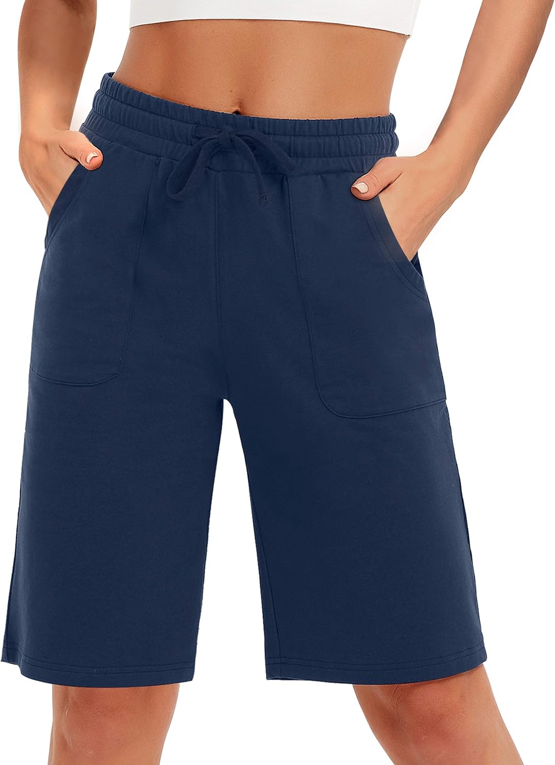 SPECIALMAGIC Cotton Sweat Shorts with Pockets for Women 10″ Athletic Lounge Sports Workout Bermuda Knee Shorts SPECIALMAGIC Cotton Sweat Shorts with Pockets for Women 10″ Athletic Lounge Sports Workout Bermuda Knee Shorts