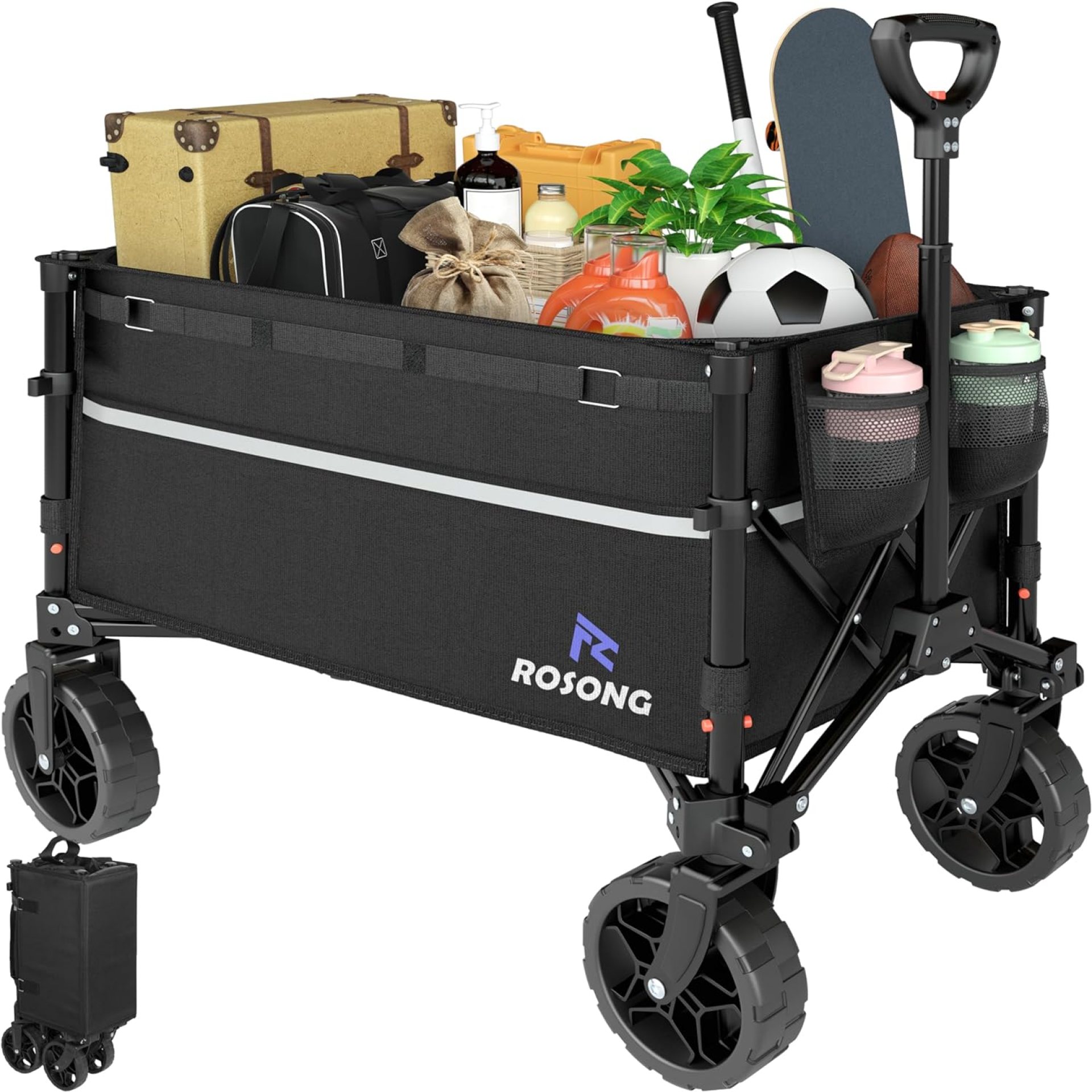 Collapsible Wagon Cart with Wheels Foldable – Folding Utility Heavy Duty Wagons Carts for Grocery Sports Garden Shopping Camping Collapsible Wagon Cart with Wheels Foldable – Folding Utility Heavy Duty Wagons Carts for Grocery Sports Garden Shopping Camping