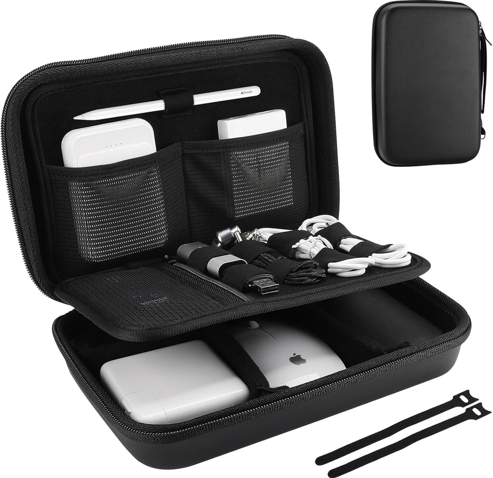 ProCase Hard Travel Electronic Organizer Case for MacBook Power Adapter Chargers Cables Power Bank Apple Magic Mouse Apple Pencil USB Flash Disk SD Card Small Portable Accessories Bag -L, Black ProCase Hard Travel Electronic Organizer Case for MacBook Power Adapter Chargers Cables Power Bank Apple Magic Mouse Apple Pencil USB Flash Disk SD Card Small Portable Accessories Bag -L, Black