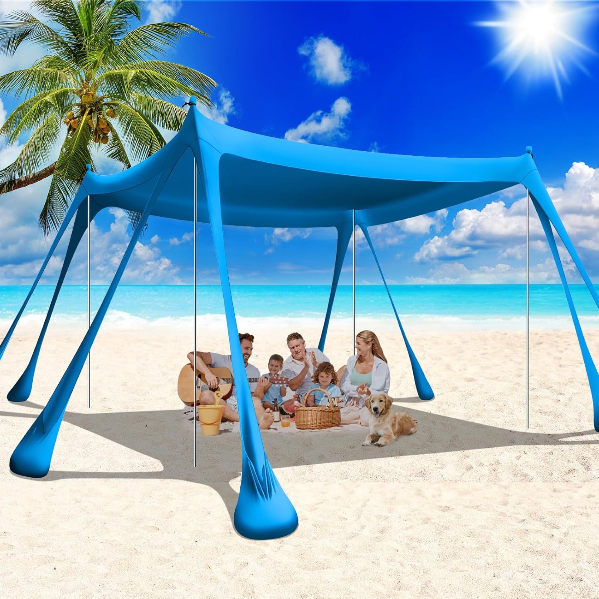 Beach Tent Canopy Pop Up Shade 10x10ft Sun Shelter Portable with UPF50+ UV Protection 8 Sandbags, 4 Aluminum Poles, 2 Sand Shovel, Ground Pegs Carrying Bag for Outdoor Camping Fishing Yard Picnics Beach Tent Canopy Pop Up Shade 10x10ft Sun Shelter Portable with UPF50+ UV Protection 8 Sandbags, 4 Aluminum Poles, 2 Sand Shovel, Ground Pegs Carrying Bag for Outdoor Camping Fishing Yard Picnics
