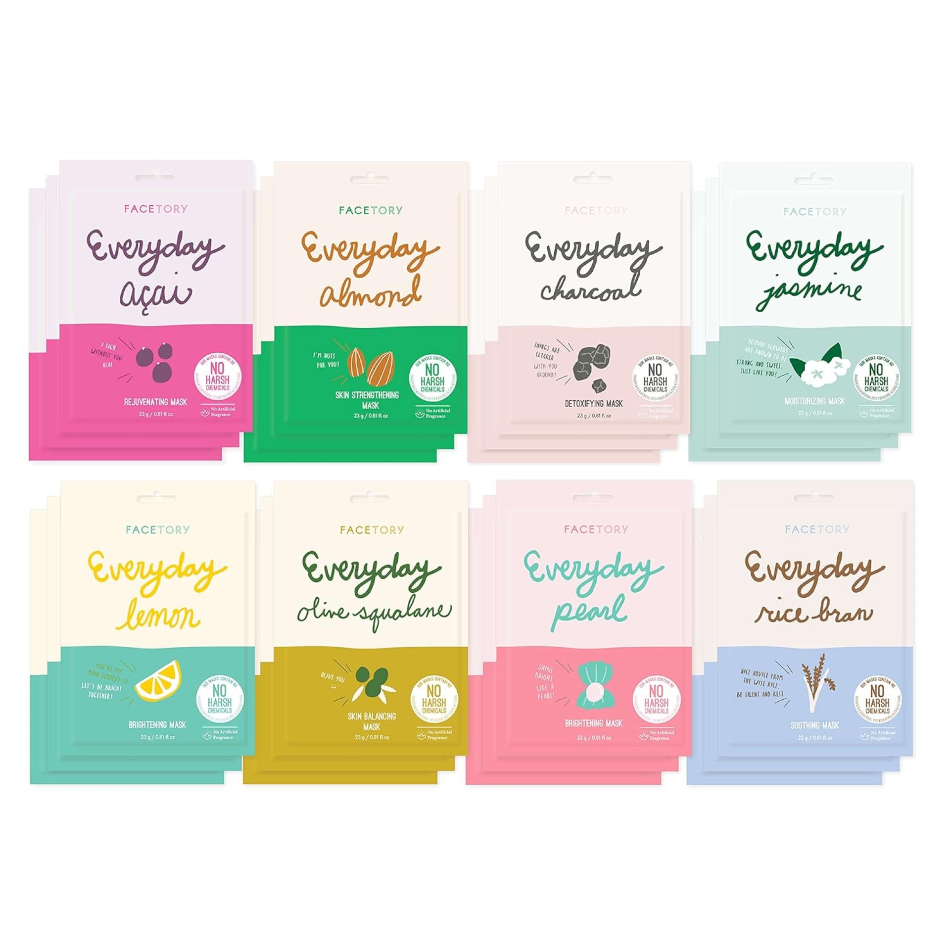 FACETORY K Beauty Face Mask Skin Care – EVERYDAY 8 COLLECTION Sheet Mask Set (24 pc) | Natural Premium Korean Face Mask For All Skin Types – No Sulfates No Parabens FACETORY K Beauty Face Mask Skin Care – EVERYDAY 8 COLLECTION Sheet Mask Set (24 pc) | Natural Premium Korean Face Mask For All Skin Types – No Sulfates No Parabens