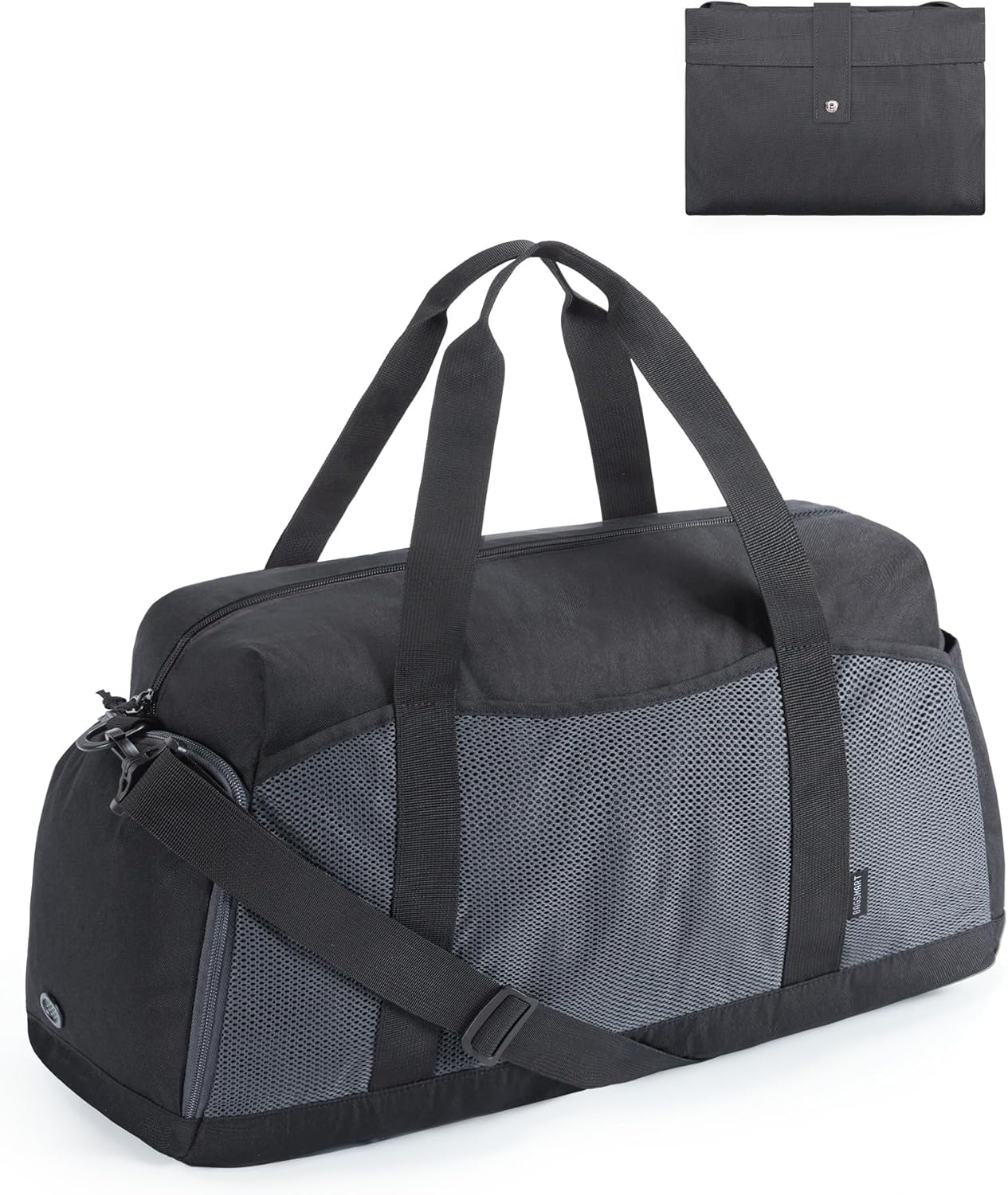 BAGSMART Foldable Duffle Bag for Women – 35L Carry On Weekender Overnight Sports Duffel with Shoe Compartment, Personal Item Travel Workout Bag for Travel Yoga, Black BAGSMART Foldable Duffle Bag for Women – 35L Carry On Weekender Overnight Sports Duffel with Shoe Compartment, Personal Item Travel Workout Bag for Travel Yoga, Black