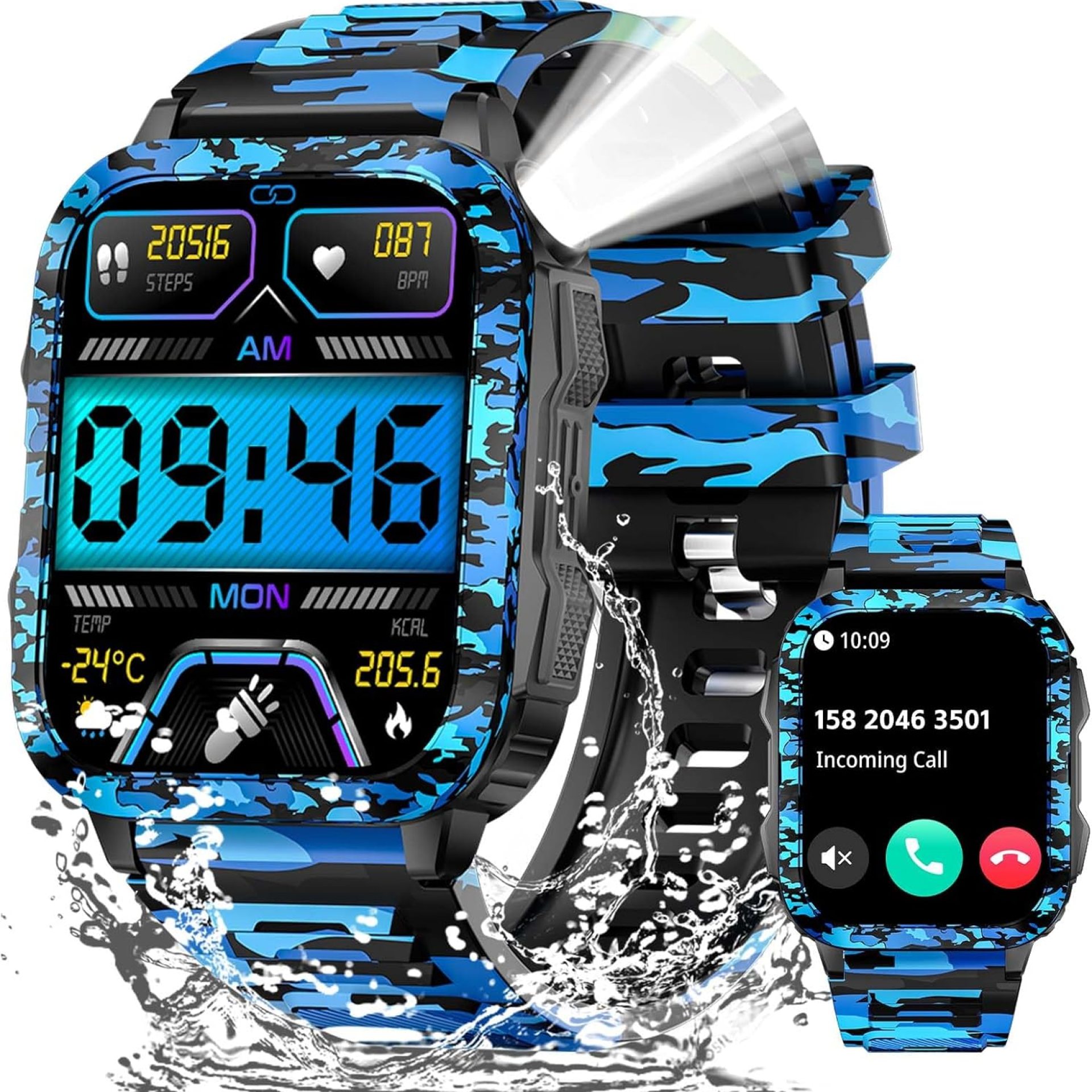 Military Smart Watches for Men (Make/Answer Call) with LED Flashlight 1.96″ Screen 430mAh Fitness Tracker with Sport Modes Heart Rate Sleep Monitor Rugged Smartwatch for iPhone Android Military Smart Watches for Men (Make/Answer Call) with LED Flashlight 1.96″ Screen 430mAh Fitness Tracker with Sport Modes Heart Rate Sleep Monitor Rugged Smartwatch for iPhone Android