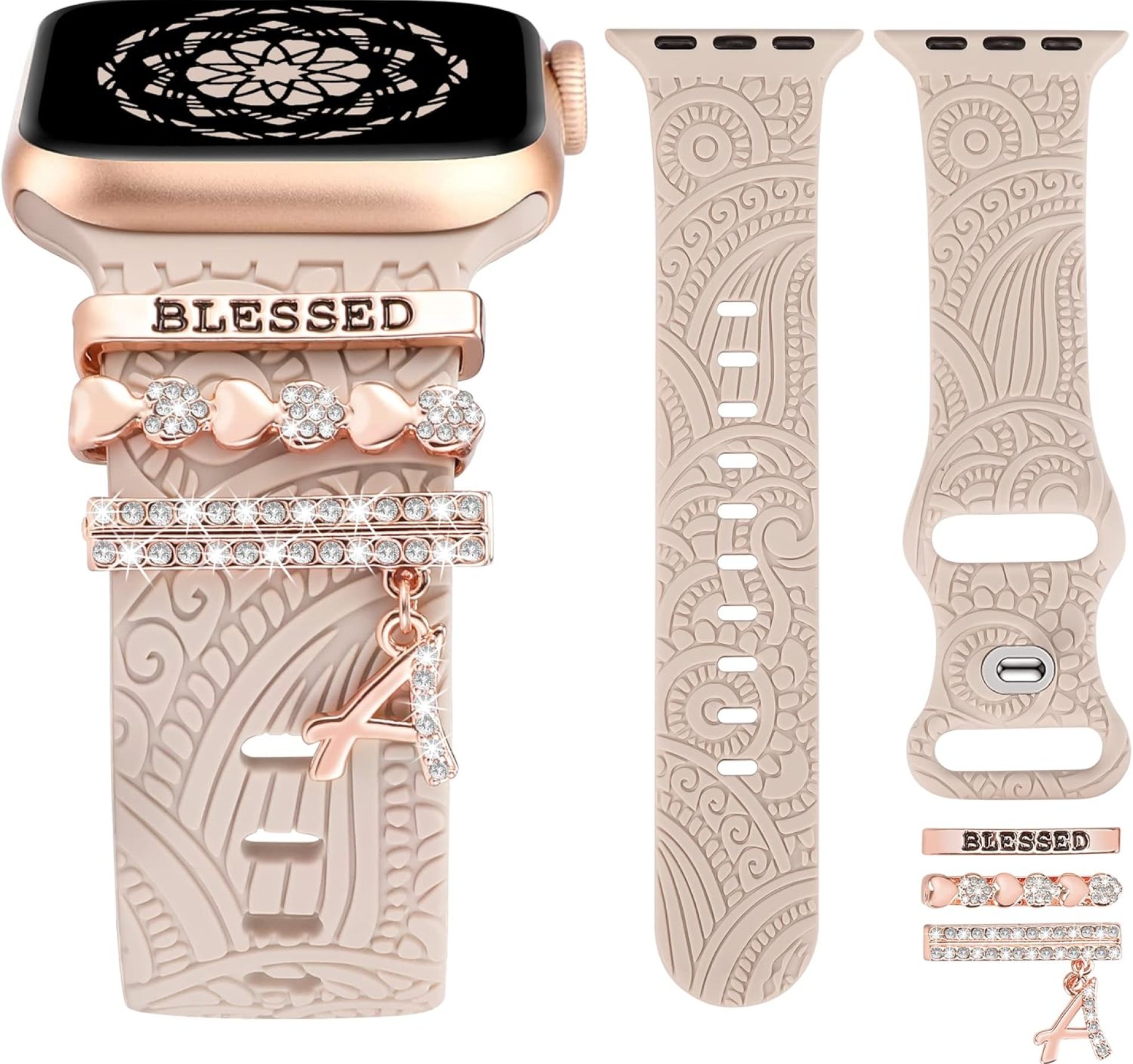 Decorative Rings Loops Compatible with Apple Watch Band Charms 42mm 41mm 40mm 38mm 44mm 45mm 46mm 49mm Women, Boho Engraved Pretty Strap Accessories for iWatch Series 10 9 Ultra SE 8 7 6 5 4 3 2 1 Decorative Rings Loops Compatible with Apple Watch Band Charms 42mm 41mm 40mm 38mm 44mm 45mm 46mm 49mm Women, Boho Engraved Pretty Strap Accessories for iWatch Series 10 9 Ultra SE 8 7 6 5 4 3 2 1