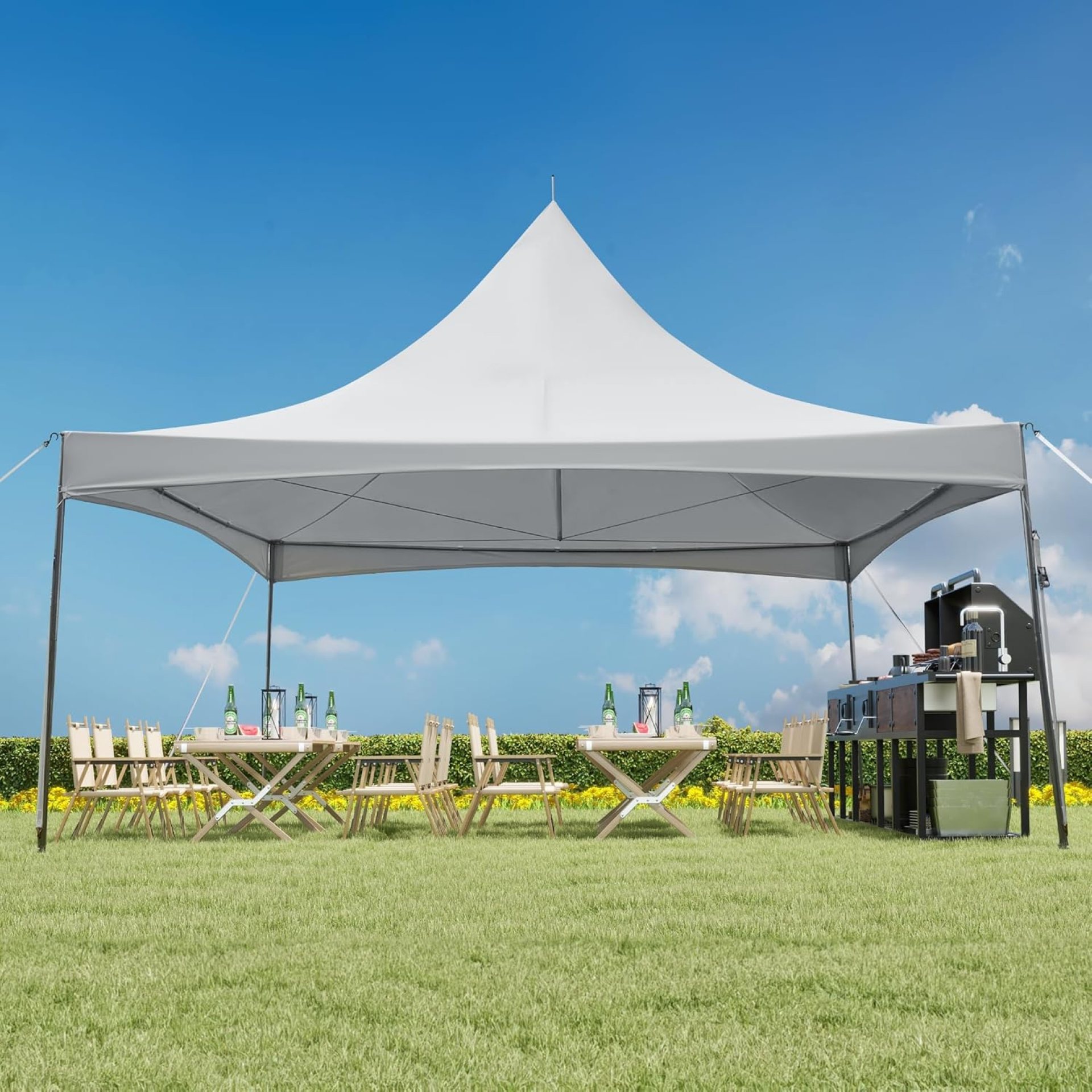 EROMMY 20x20ft Heavy Duty Commercial Party Tent for Outdoor Weddings & Events, Fire Retardant PVC Peaked Frame Canopy with 80-Person Capacity, White EROMMY 20x20ft Heavy Duty Commercial Party Tent for Outdoor Weddings & Events, Fire Retardant PVC Peaked Frame Canopy with 80-Person Capacity, White