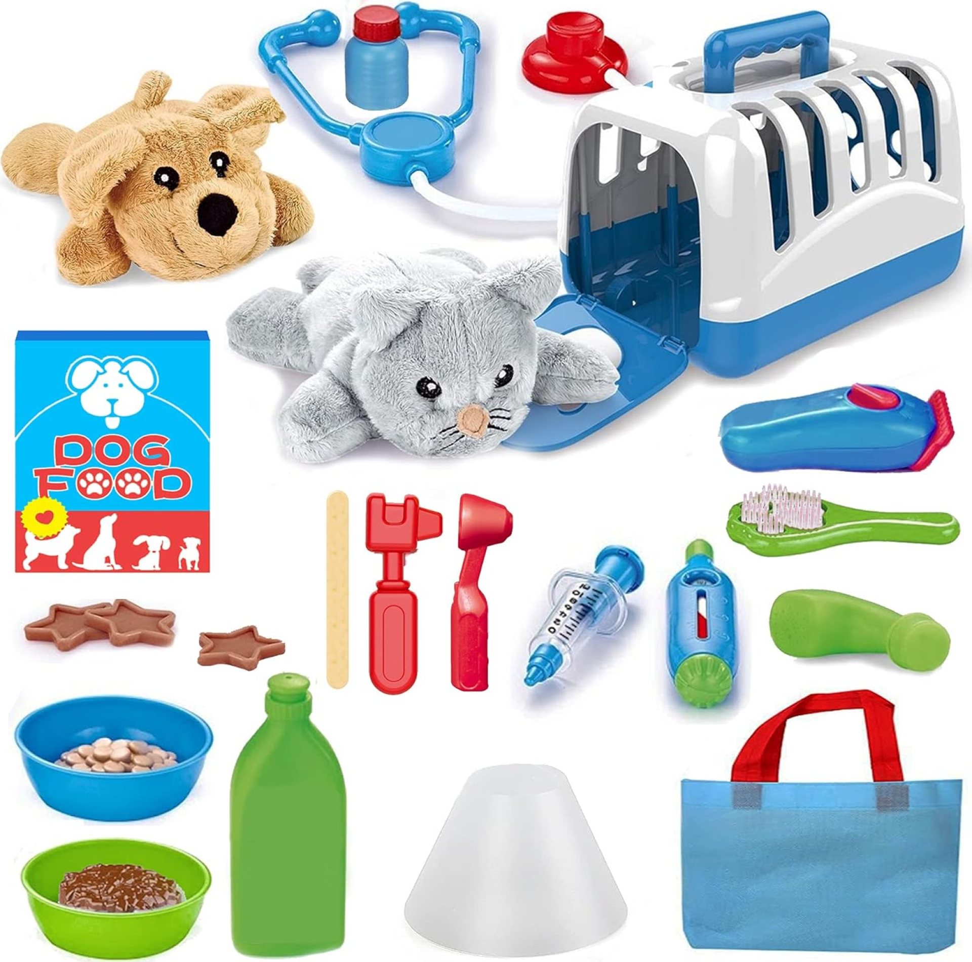 Deluxe Complete Vet Pet Care Play Set | Veterinarian Pretend Doctor Role Play Grooming Toy Kit with Plush Dog & Cat (34 Pcs) Deluxe Complete Vet Pet Care Play Set | Veterinarian Pretend Doctor Role Play Grooming Toy Kit with Plush Dog & Cat (34 Pcs)