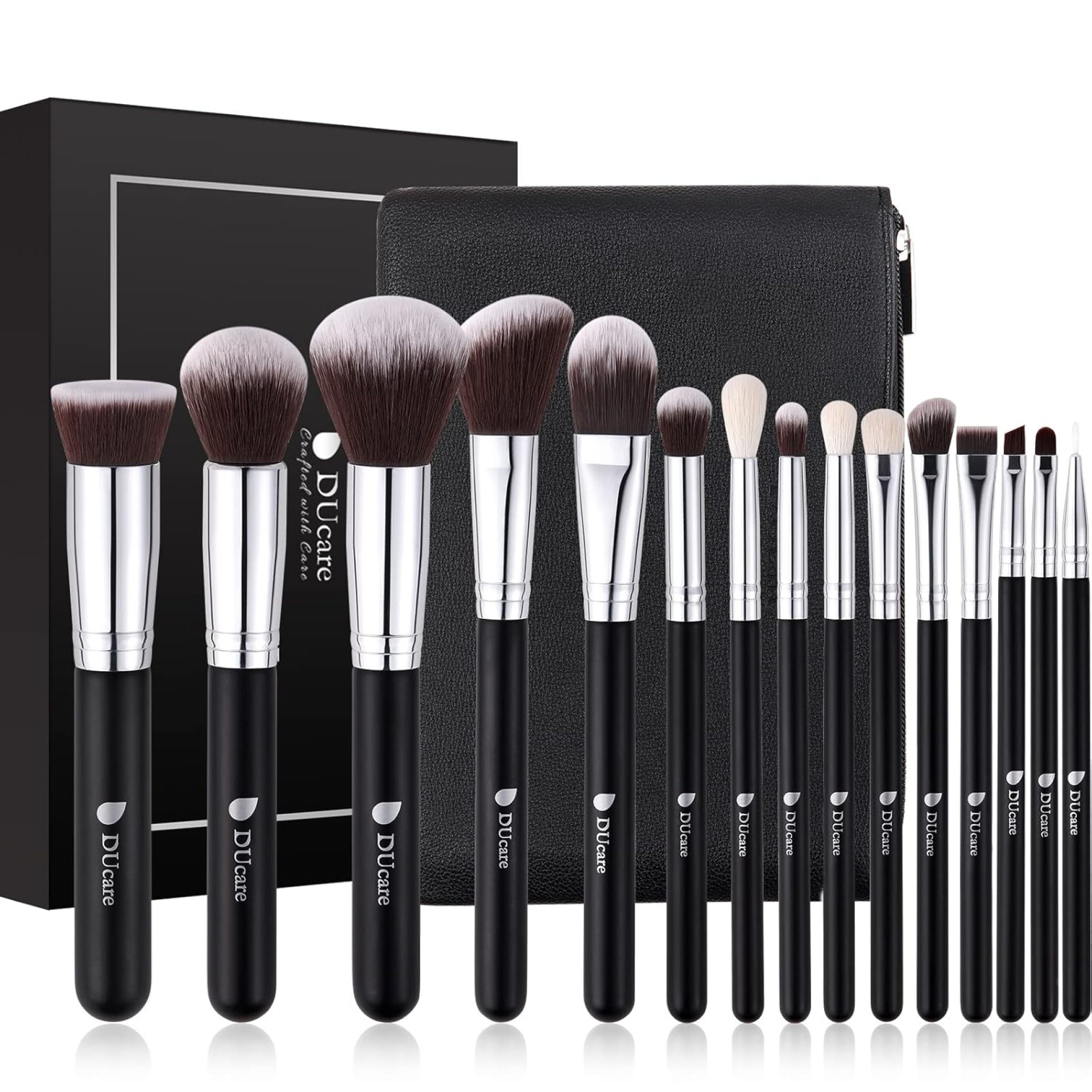 DUcare Makeup Brushes with Bag,15Pcs Makeup Brush Set Christmas Gift Travel Kabuki Foundation Blending Blush Eyeliner Shadow Brow Concealer Brushes Kit Black DUcare Makeup Brushes with Bag,15Pcs Makeup Brush Set Christmas Gift Travel Kabuki Foundation Blending Blush Eyeliner Shadow Brow Concealer Brushes Kit Black
