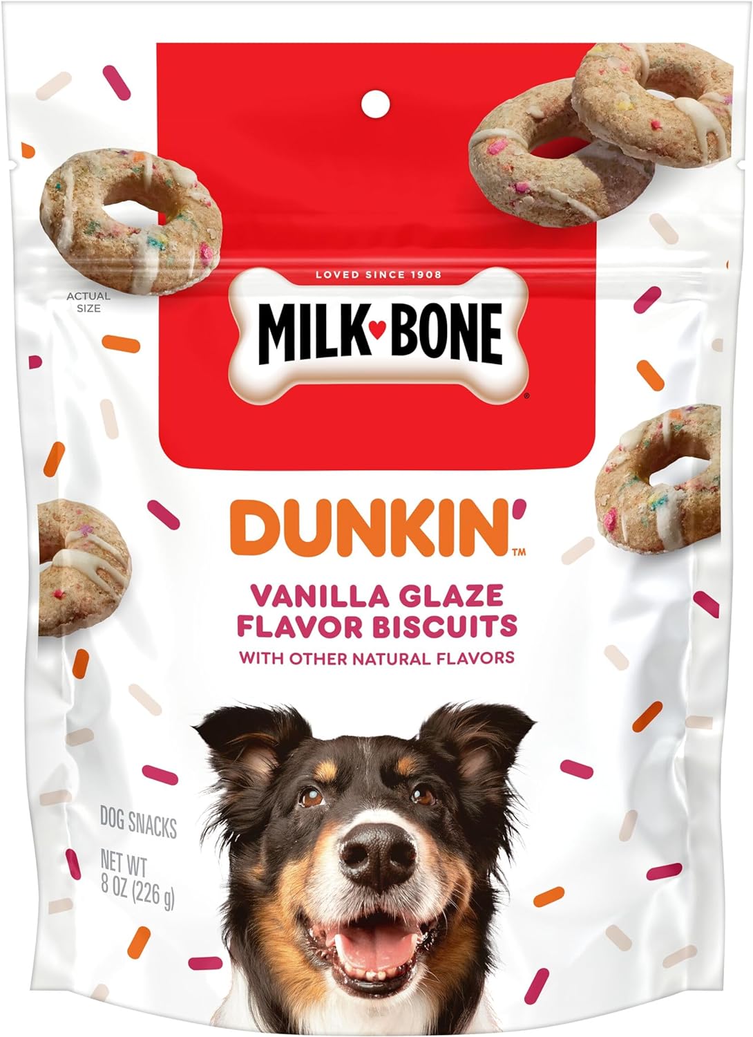 Milk-Bone Limited Edition Dunkin’ Vanilla Glaze Flavor Biscuit Dog Treats, 8 Ounce Milk-Bone Limited Edition Dunkin’ Vanilla Glaze Flavor Biscuit Dog Treats, 8 Ounce