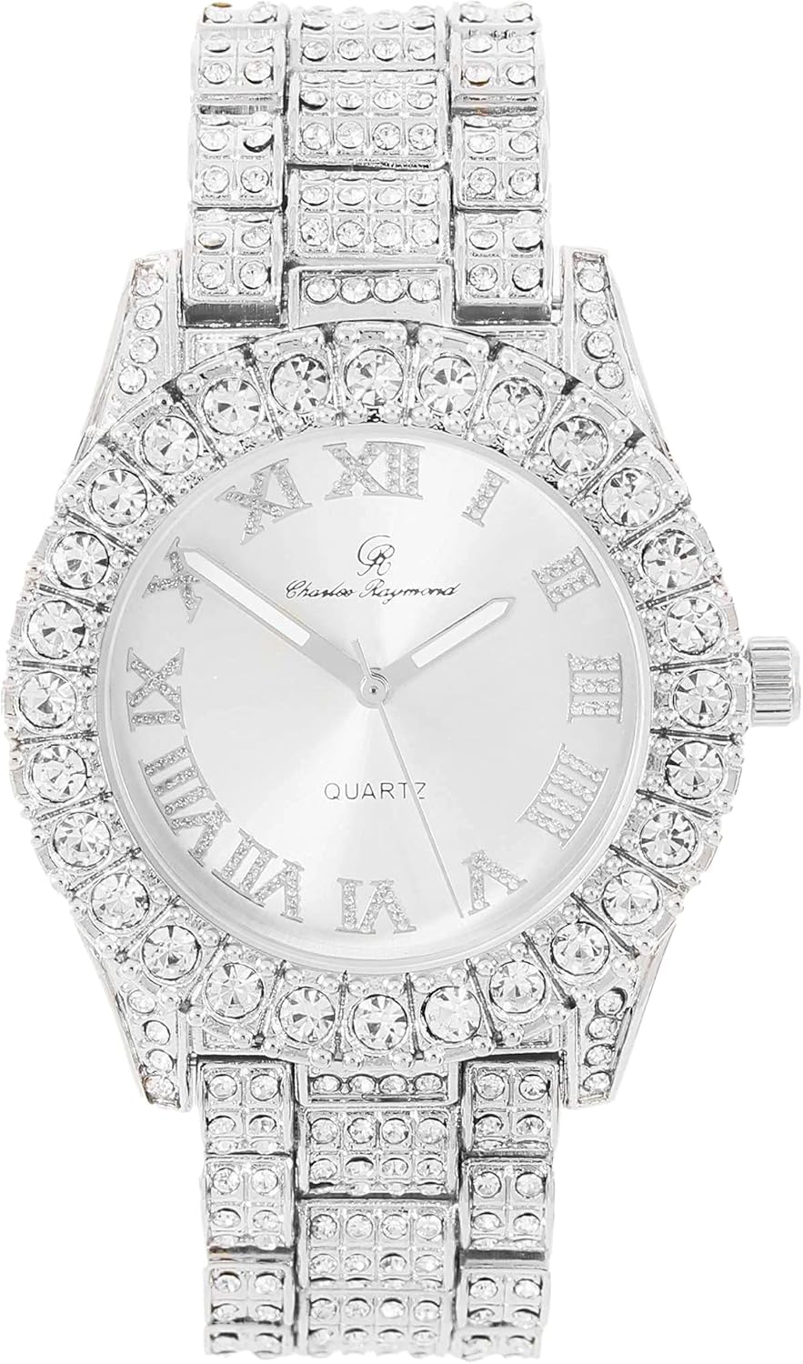 Charles Raymond Women’s Big Rocks Bezel Colored Dial with Roman Numerals Fully Iced Out Watch – ST10327LA Charles Raymond Women’s Big Rocks Bezel Colored Dial with Roman Numerals Fully Iced Out Watch – ST10327LA
