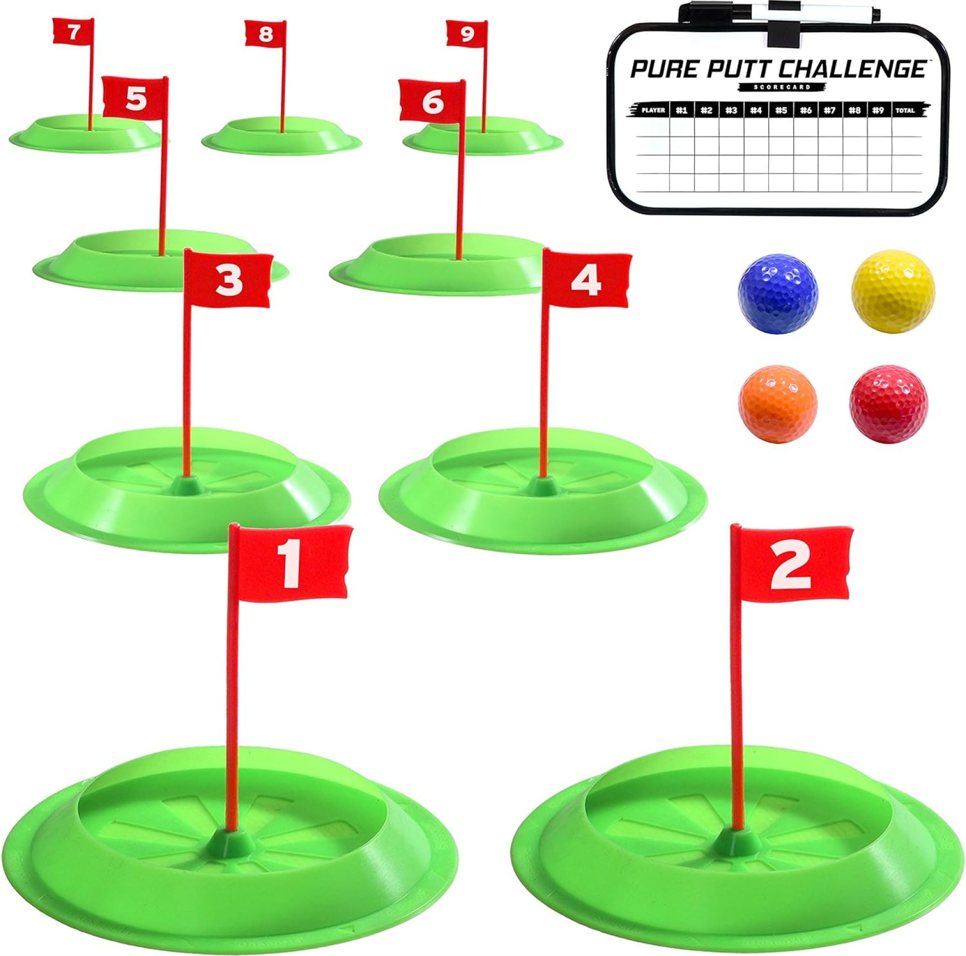GoSports Pure Putt Challenge Mini Golf Game – Build Your Own Course at Home, the Office or On the Green – Includes 9 Holes, 4 Balls, Dry-Erase Scorecard, Tote Bag & Rules GoSports Pure Putt Challenge Mini Golf Game – Build Your Own Course at Home, the Office or On the Green – Includes 9 Holes, 4 Balls, Dry-Erase Scorecard, Tote Bag & Rules