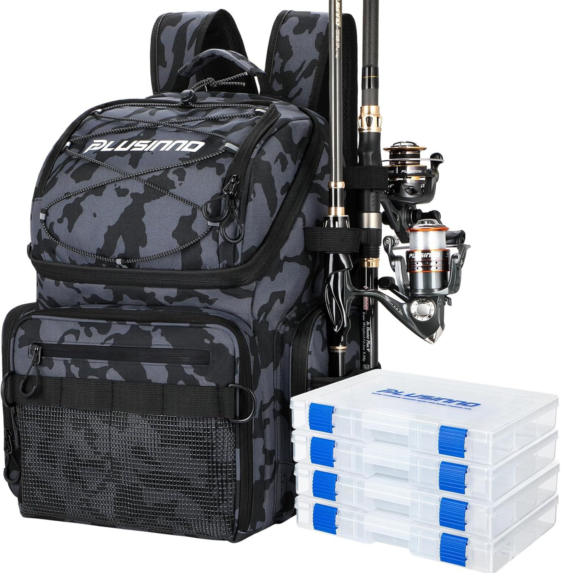 PLUSINNO Cooler Fishing Backpack with Rod Holders 45L Large Water-resistant Fishing Tackle bag Store Fishing Gear Fishing Gifts for Men Father PLUSINNO Cooler Fishing Backpack with Rod Holders 45L Large Water-resistant Fishing Tackle bag Store Fishing Gear Fishing Gifts for Men Father