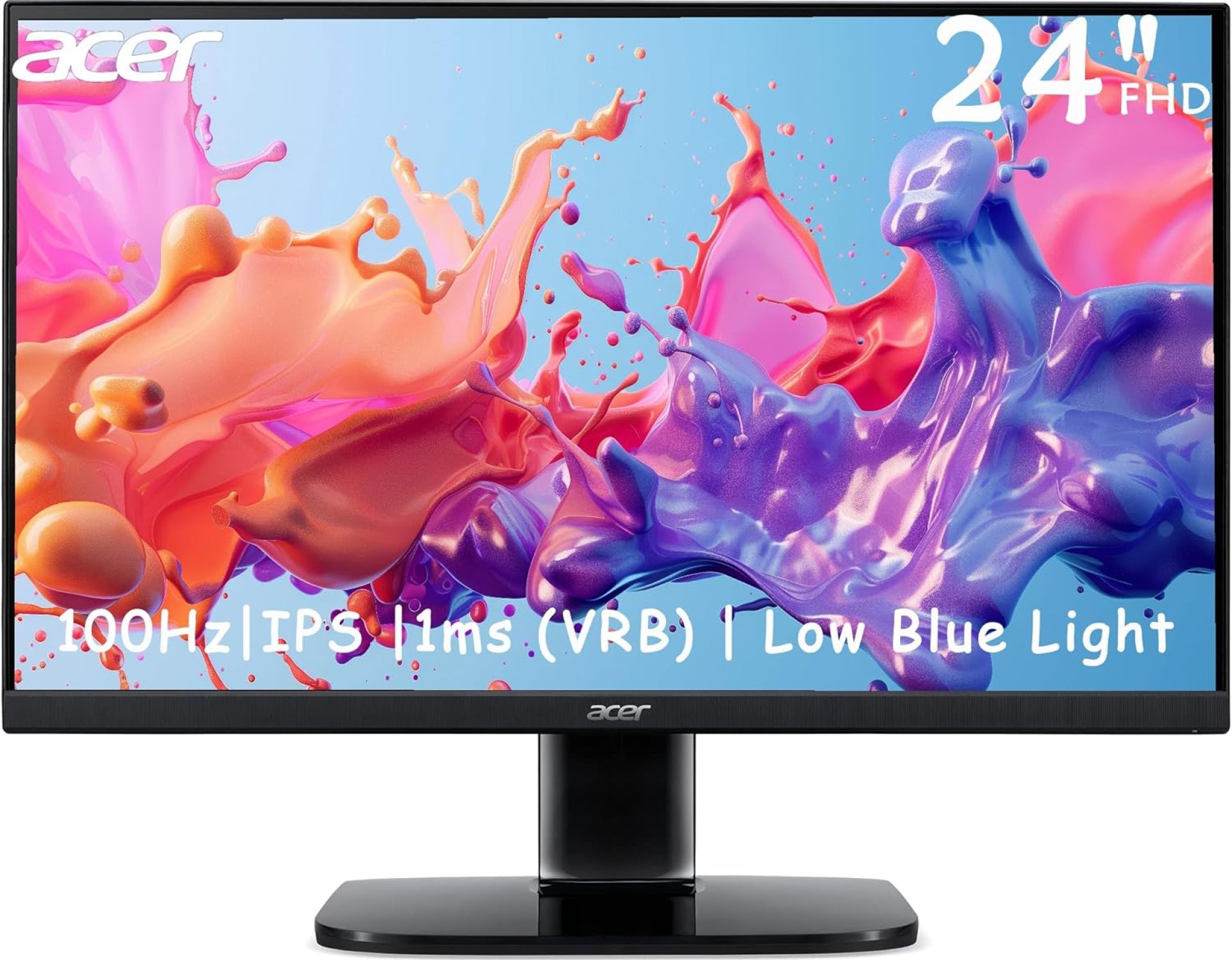 acer 24″ FHD – Gaming Office Monitor – 3-Side Borderless – 100Hz – AMD FreeSync – 1ms (VRB) – VESA Mountable – Adjustable Tilt Flicker Free – Low Blue Light – Anti-Glare – HDMI/VGA – Black acer 24″ FHD – Gaming Office Monitor – 3-Side Borderless – 100Hz – AMD FreeSync – 1ms (VRB) – VESA Mountable – Adjustable Tilt Flicker Free – Low Blue Light – Anti-Glare – HDMI/VGA – Black