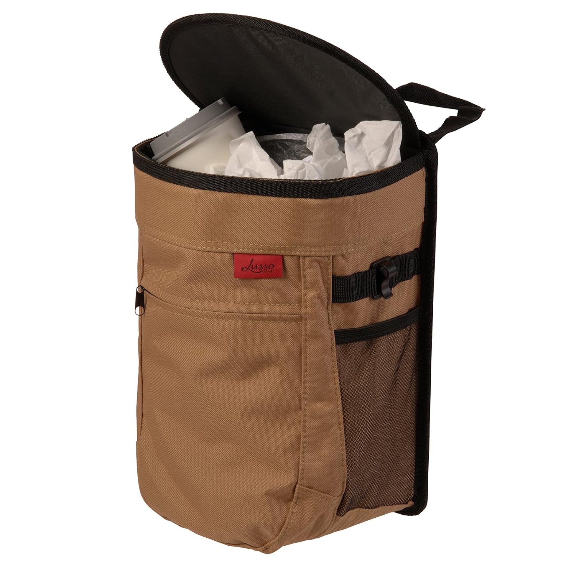 Lusso Gear Spill-Proof Car Trash Can – Easy to Clean Hanging Garbage Bin – Leak-Proof Lid, Removable Liner, Waterproof – Keeps Truck, SUV, Car, Minivan Clean & Odor Free – 2.5 Gallon Tan Car Trash Can Lusso Gear Spill-Proof Car Trash Can – Easy to Clean Hanging Garbage Bin – Leak-Proof Lid, Removable Liner, Waterproof – Keeps Truck, SUV, Car, Minivan Clean & Odor Free – 2.5 Gallon Tan Car Trash Can