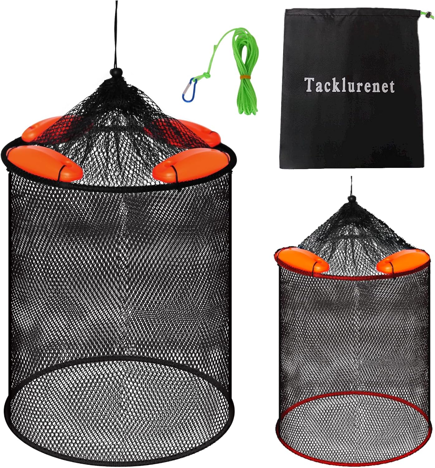 2Pcs Foldable Floating Fish Basket Fishing Basket Live Caught Fish for Kayak Fishing Accessories with Storage Bag Rubber Coated Netting and Nylon Netting Satisfy All Your Needs with Two Sizes 2Pcs Foldable Floating Fish Basket Fishing Basket Live Caught Fish for Kayak Fishing Accessories with Storage Bag Rubber Coated Netting and Nylon Netting Satisfy All Your Needs with Two Sizes