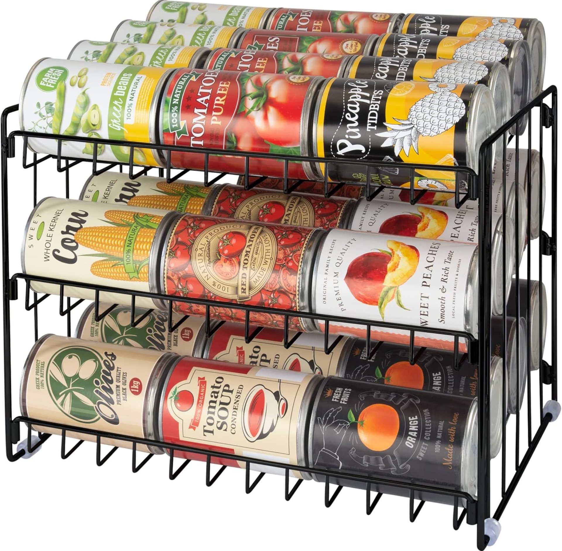 Kitchen Details 3 Tier Can Organizer | Canned Food Storage Rack | Kitchen Cabinet and Pantry Organization | Holds 36 Cans | Space Saving | Onyx Kitchen Details 3 Tier Can Organizer | Canned Food Storage Rack | Kitchen Cabinet and Pantry Organization | Holds 36 Cans | Space Saving | Onyx