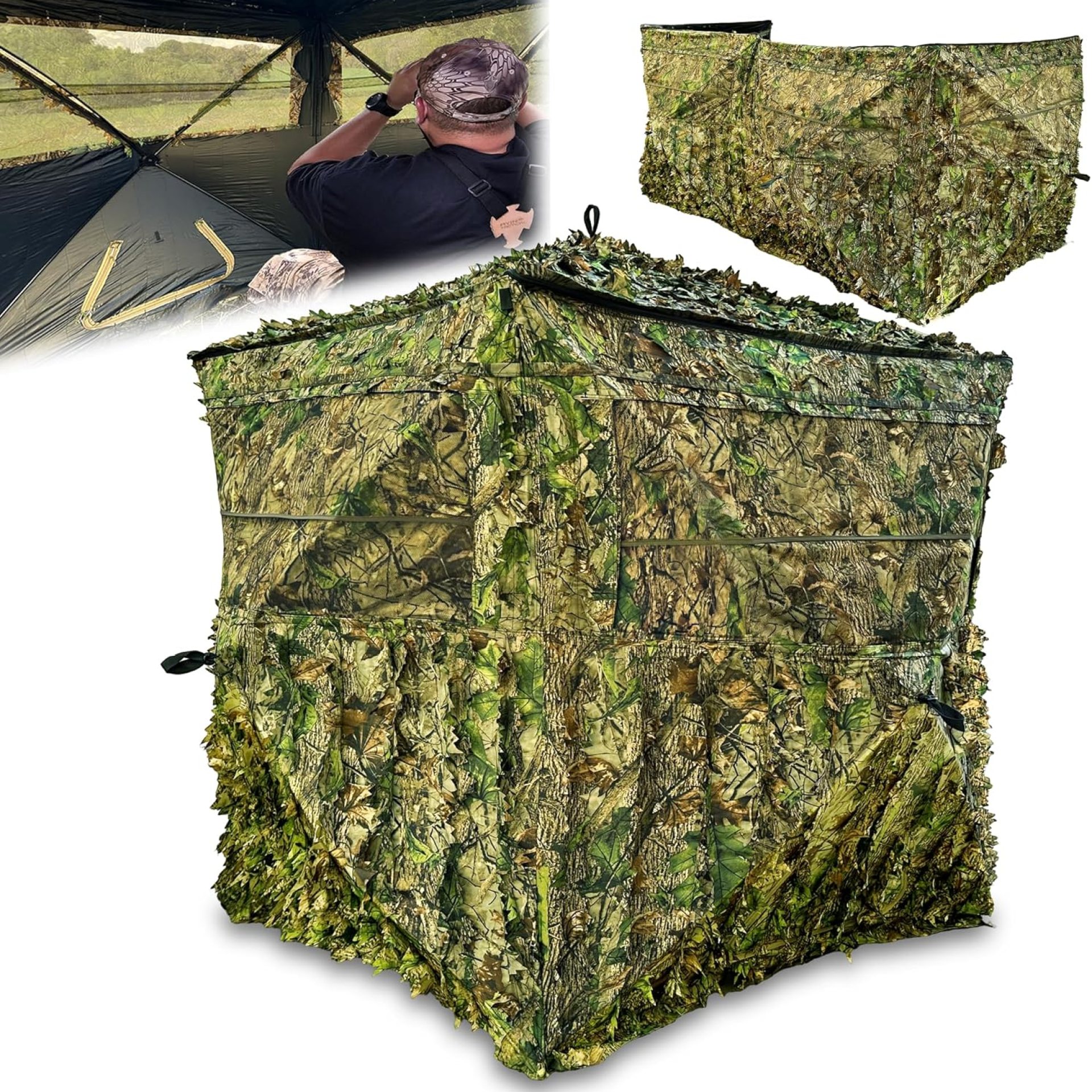AYIN 3D Camouflage Hunting Blinds – Weather-Resistant, Portable Pop-Up Hunting Shelter for Deer, Turkey, Waterfowl – Available in Small (1–2 Hunters) & Large (2–6 Hunters) Sizes AYIN 3D Camouflage Hunting Blinds – Weather-Resistant, Portable Pop-Up Hunting Shelter for Deer, Turkey, Waterfowl – Available in Small (1–2 Hunters) & Large (2–6 Hunters) Sizes
