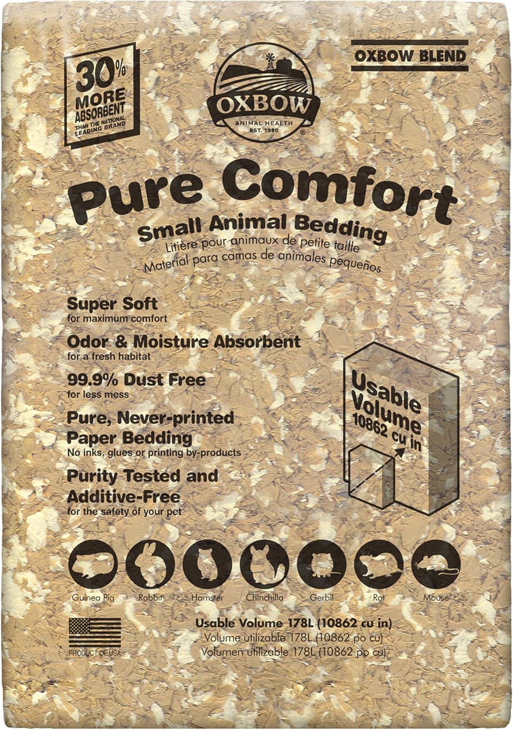 Oxbow Animal Health Pure Comfort Bedding, Blend, Rabbit, Hamster, & Guinea Pig Bedding, Bunny Supplies for Litter Box, Pet Safe, 99.9% Dust Free, 178 Liter Bag Oxbow Animal Health Pure Comfort Bedding, Blend, Rabbit, Hamster, & Guinea Pig Bedding, Bunny Supplies for Litter Box, Pet Safe, 99.9% Dust Free, 178 Liter Bag