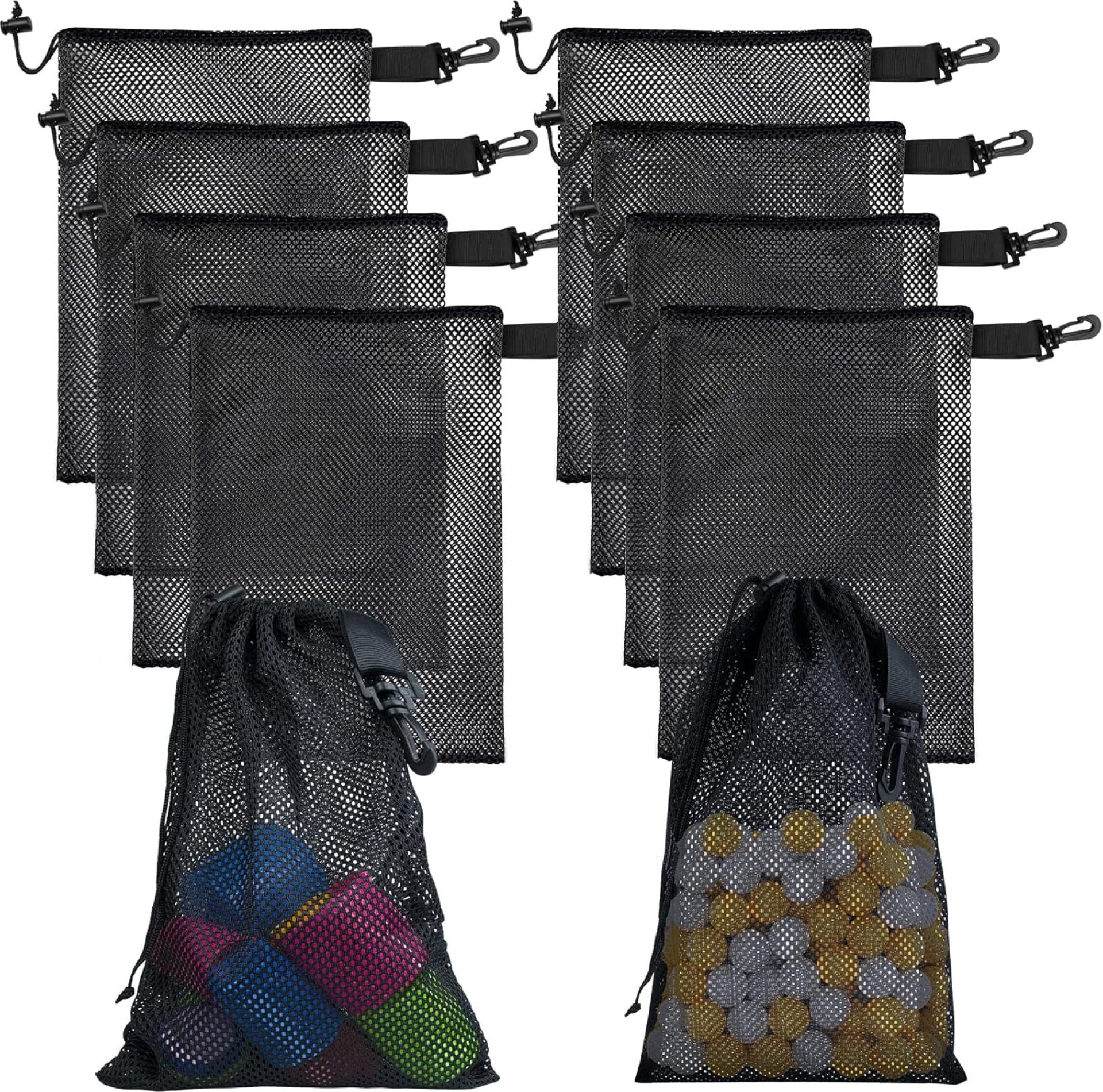 10 PCS With Clips Mesh Drawstring Bags, Portable Nylon Storage Bags for toy,Sports Storage,Outdoor activities etc. (15.7×19.7in) 10 PCS With Clips Mesh Drawstring Bags, Portable Nylon Storage Bags for toy,Sports Storage,Outdoor activities etc. (15.7×19.7in)