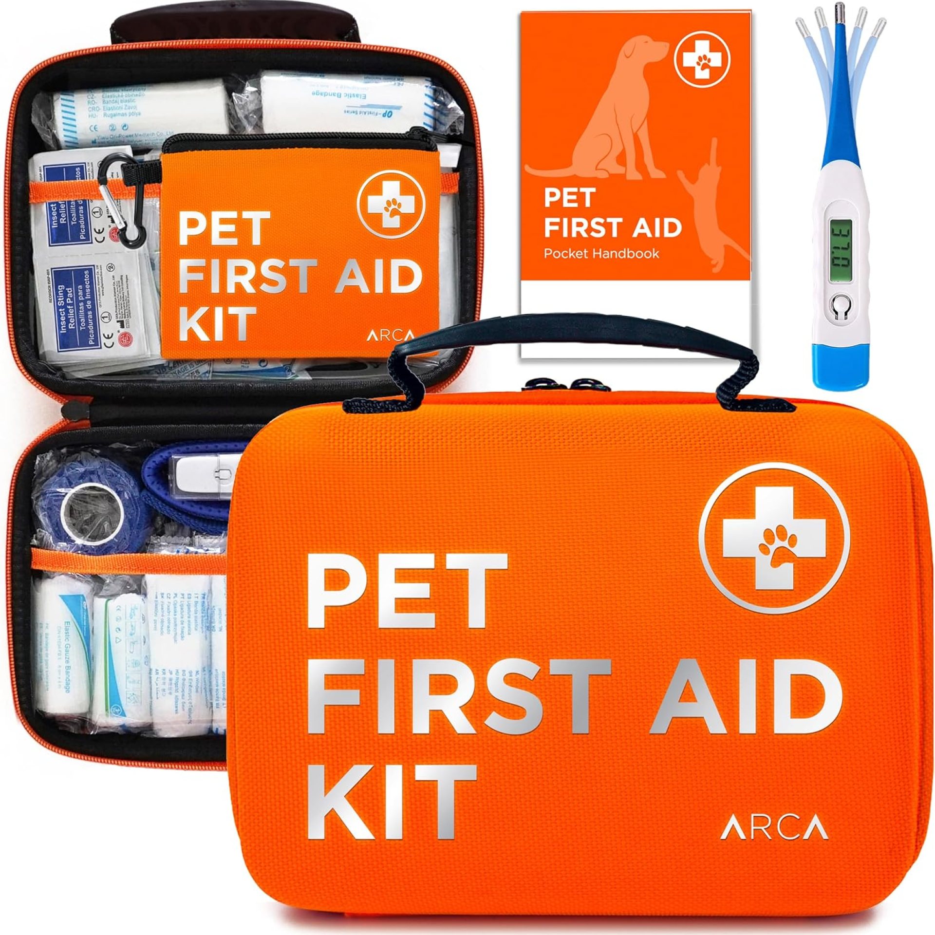 Cat & Dog First Aid Kit for Car – Pet Emergency Kit for Home Office Travel – Dog Camping Essentials with Digital Thermometer, Muzzle & Mini First Aid Pouch Cat & Dog First Aid Kit for Car – Pet Emergency Kit for Home Office Travel – Dog Camping Essentials with Digital Thermometer, Muzzle & Mini First Aid Pouch