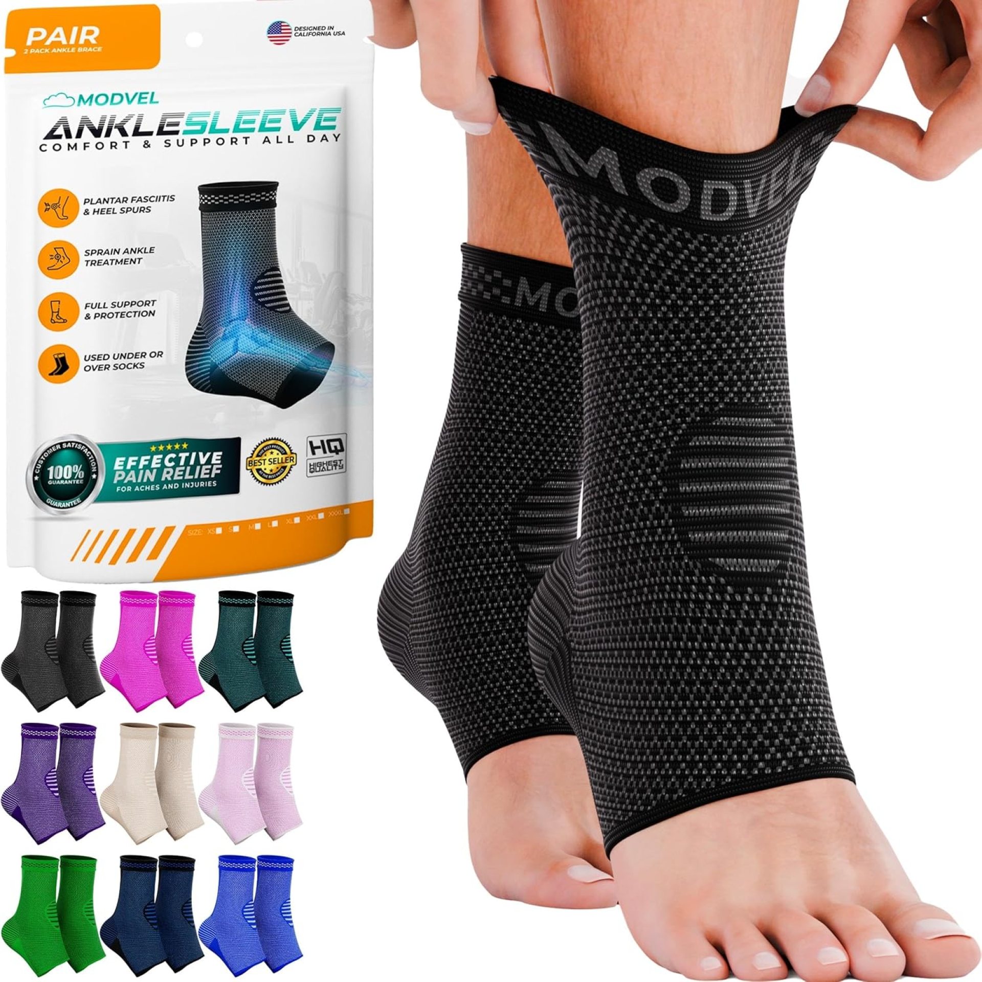Modvel Foot & Ankle Brace Socks for Sprained Ankle Compression Sleeve – Ankle Support for Women & Men – Tendonitis & Arthritis Ankle Brace Sports Running, Torn Ligaments & Women Stabilizing Ankle Wrap Modvel Foot & Ankle Brace Socks for Sprained Ankle Compression Sleeve – Ankle Support for Women & Men – Tendonitis & Arthritis Ankle Brace Sports Running, Torn Ligaments & Women Stabilizing Ankle Wrap