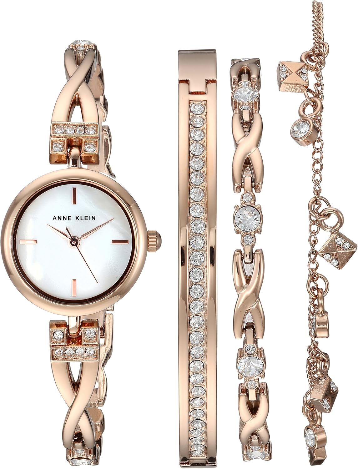 Anne Klein Women’s Premium Crystal Accented Silver-Tone Watch and Bracelet Set Anne Klein Women’s Premium Crystal Accented Silver-Tone Watch and Bracelet Set