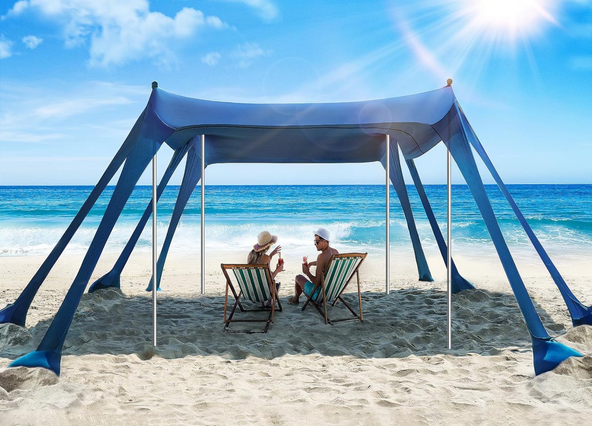 Beach Tent, UPF50+ Protection Sun Shelter with 8 Sandbags, 10 x 10ft, Includes Sand Shovel, Ground Pegs & Stability Poles, Outdoor Beach Canopy Pop Up Sunshade for Camping, Fishing, or Picnics Beach Tent, UPF50+ Protection Sun Shelter with 8 Sandbags, 10 x 10ft, Includes Sand Shovel, Ground Pegs & Stability Poles, Outdoor Beach Canopy Pop Up Sunshade for Camping, Fishing, or Picnics
