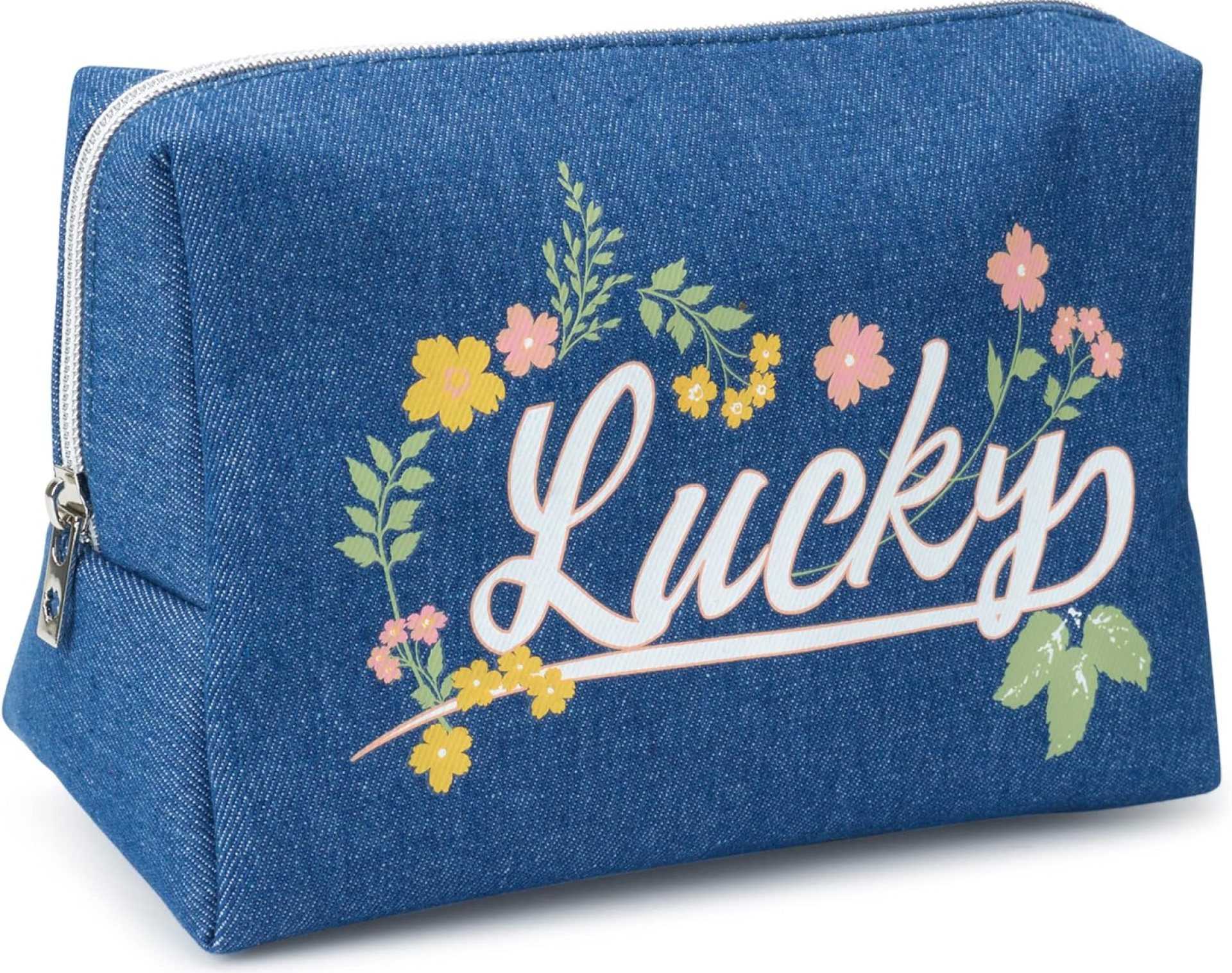 Lucky Brand Women’s Makeup Bag Boho Aesthetic Travel Size Toiletries Organizer Pouch Flower Blue Denim Lucky Brand Women’s Makeup Bag Boho Aesthetic Travel Size Toiletries Organizer Pouch Flower Blue Denim