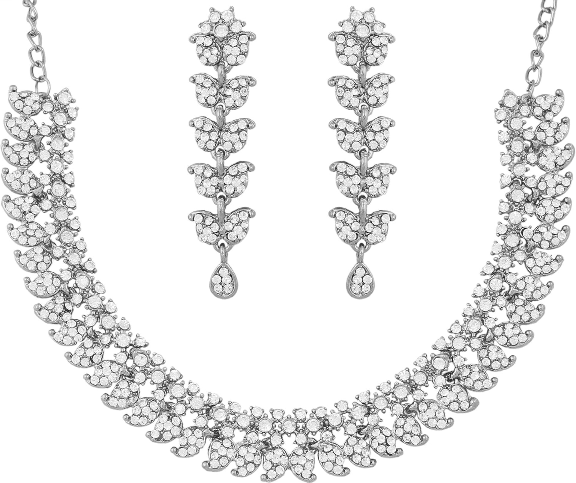 Touchstone Indian jewelry sets for women wedding necklace set gold statement jewellery bollywood rhinestones formal evening joyeria in antique gold or white tone paisley motif. Touchstone Indian jewelry sets for women wedding necklace set gold statement jewellery bollywood rhinestones formal evening joyeria in antique gold or white tone paisley motif.