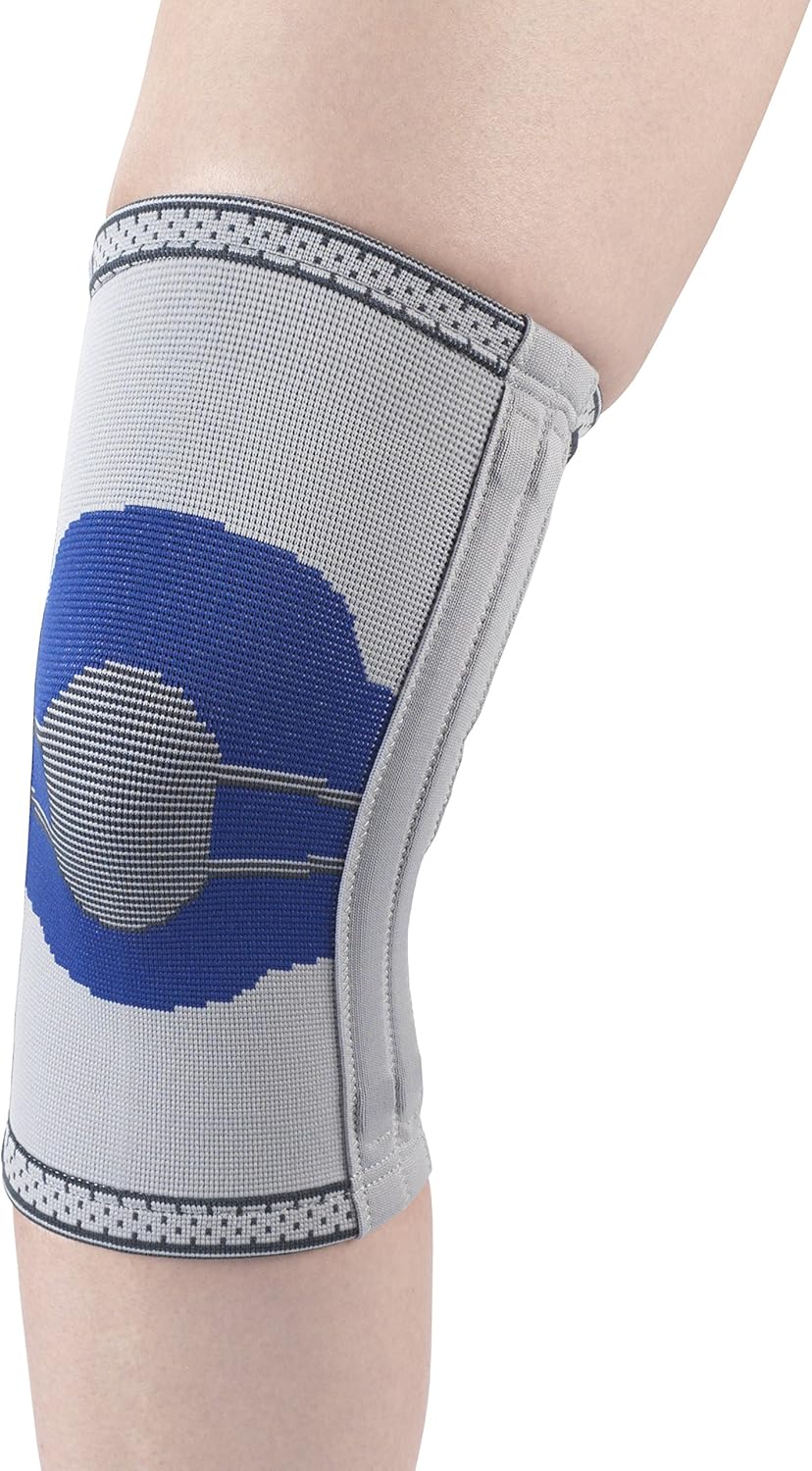 Elastic Knee Support Compression Sleeve, with Flexible Stays, Gray (Side Stays), Medium Elastic Knee Support Compression Sleeve, with Flexible Stays, Gray (Side Stays), Medium