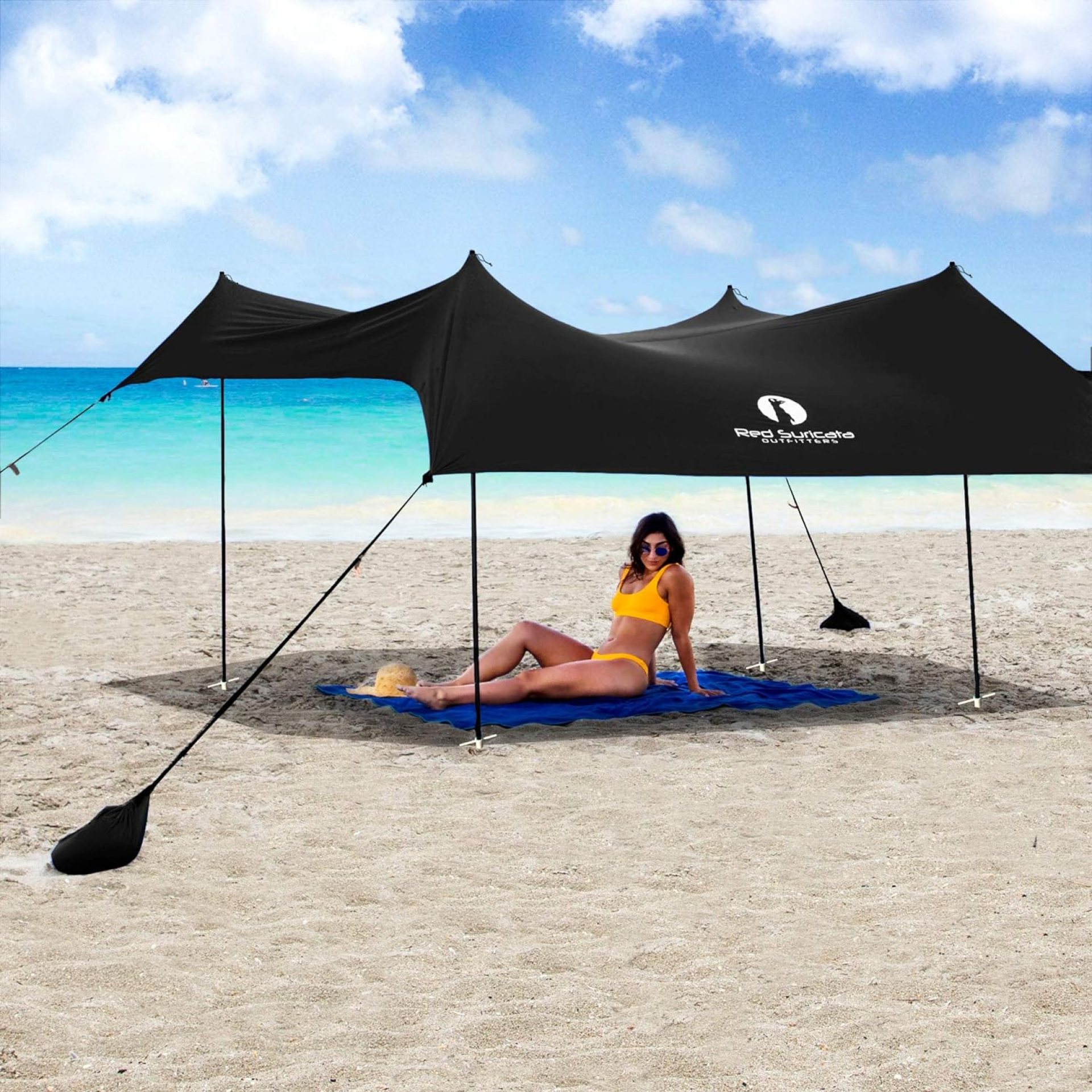 Red Suricata Family Beach Tent & Beach Canopy, UPF50 Sun Beach Shade, Sunshade with 4 Aluminum Poles, 4 Pole Anchors & Sand Shovel, Large & Portable Sun Shelter Tarp Red Suricata Family Beach Tent & Beach Canopy, UPF50 Sun Beach Shade, Sunshade with 4 Aluminum Poles, 4 Pole Anchors & Sand Shovel, Large & Portable Sun Shelter Tarp