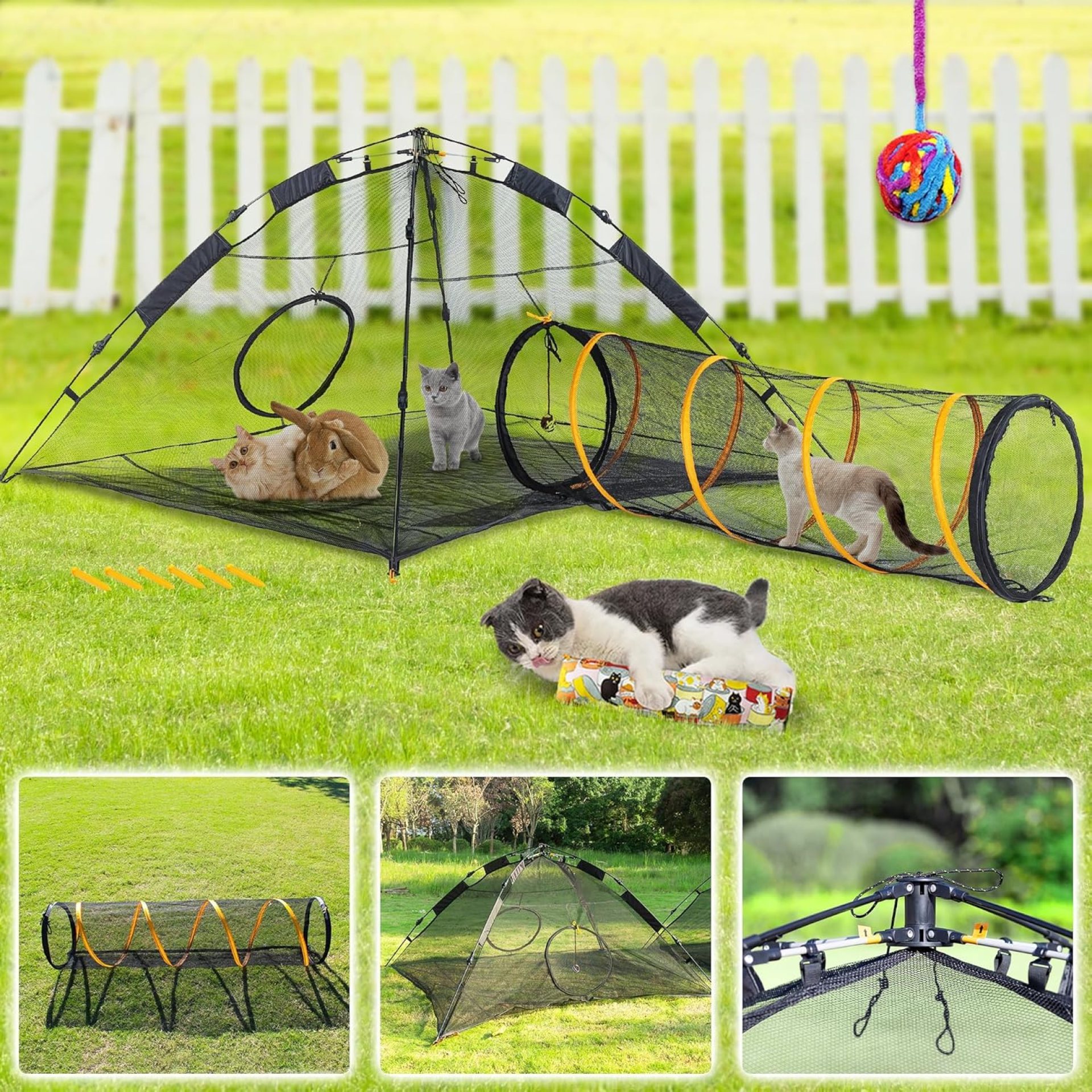 Cat Tent for Indoor and Outdoor Cat Enclosures(Outdoor, Tunnel, and Playhouse) Cat Playpen X-Large Portable Cat Tunnel Play Tents for Cats Rabbits and Small Animals Cat Tent for Indoor and Outdoor Cat Enclosures(Outdoor, Tunnel, and Playhouse) Cat Playpen X-Large Portable Cat Tunnel Play Tents for Cats Rabbits and Small Animals