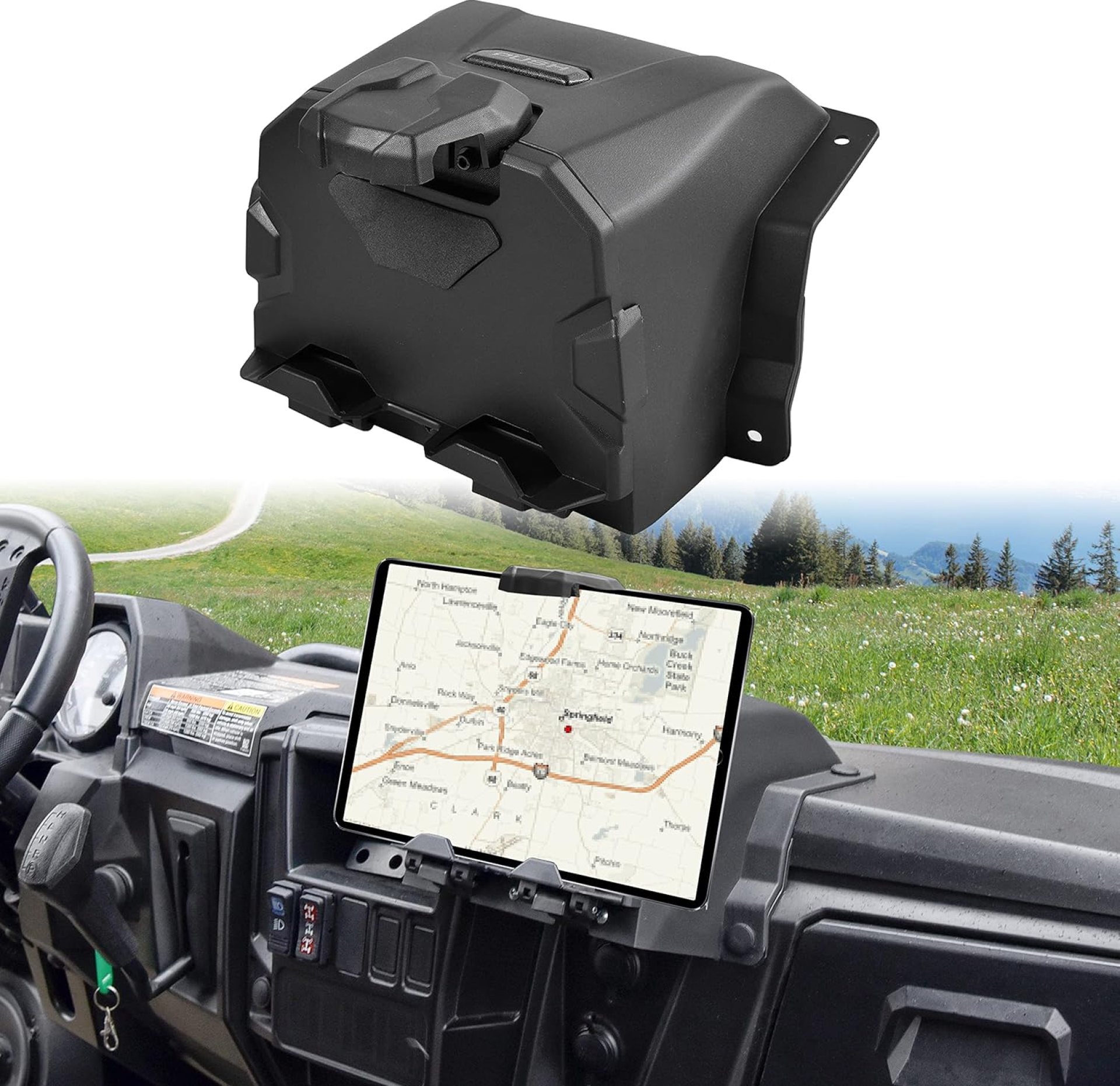 SAUTVS Tablet Phone Device Holder with Storage Box for 2013-2019 Polaris Ranger XP 900, Electronic Device Holder GPS Phone Tablet Mount for Polaris Ranger Fullsize XP 900 Crew 2013-2019 Accessories SAUTVS Tablet Phone Device Holder with Storage Box for 2013-2019 Polaris Ranger XP 900, Electronic Device Holder GPS Phone Tablet Mount for Polaris Ranger Fullsize XP 900 Crew 2013-2019 Accessories