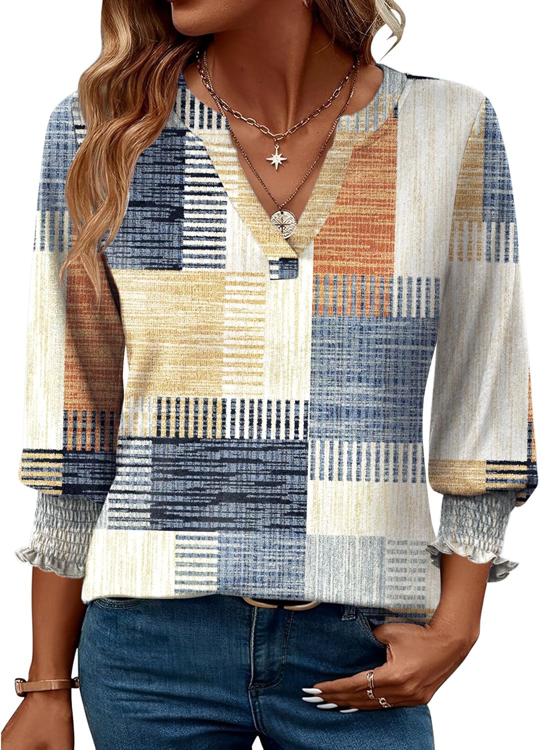 LOMON Women’s 2025 Fashion Tops 3/4 Length Sleeve Business Casual Blouses Summer Tees Shirts LOMON Women’s 2025 Fashion Tops 3/4 Length Sleeve Business Casual Blouses Summer Tees Shirts