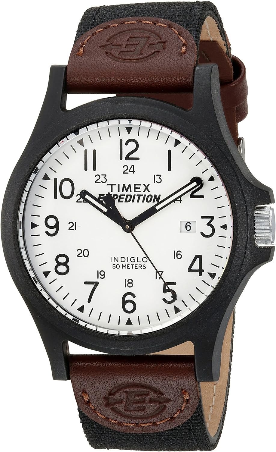 Timex Men’s Expedition Acadia 40mm Watch – Black Case Black Dial with Black & Brown Leather & Fabric Strap Timex Men’s Expedition Acadia 40mm Watch – Black Case Black Dial with Black & Brown Leather & Fabric Strap