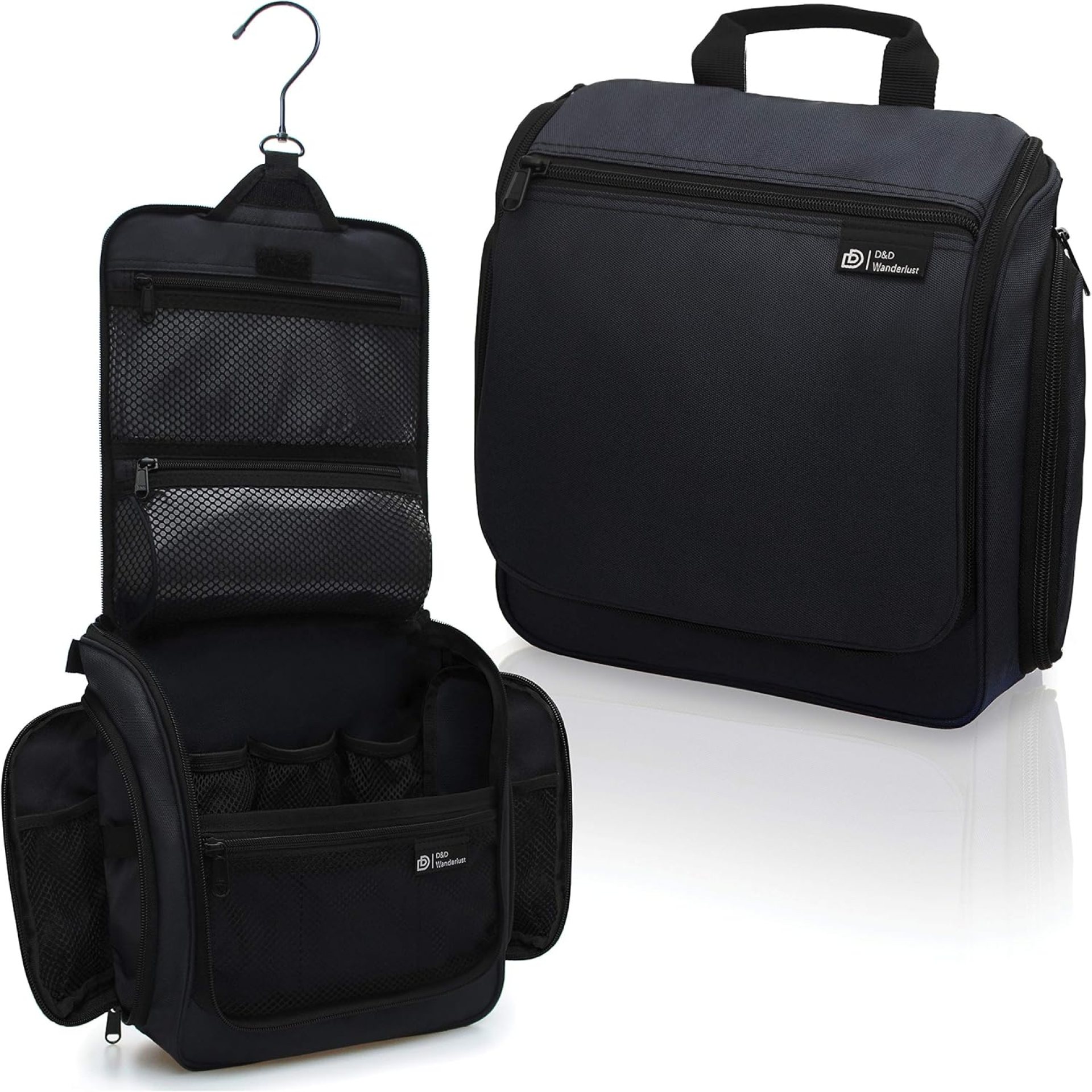 D&D Hanging Travel Toiletry Bag for Men and Women – Large Cosmetics, Makeup and Toiletries Organizer Kit with 10 Compartments, YKK Zippers, XXL Metal Swivel Hook, Water-Resistant Nylon D&D Hanging Travel Toiletry Bag for Men and Women – Large Cosmetics, Makeup and Toiletries Organizer Kit with 10 Compartments, YKK Zippers, XXL Metal Swivel Hook, Water-Resistant Nylon
