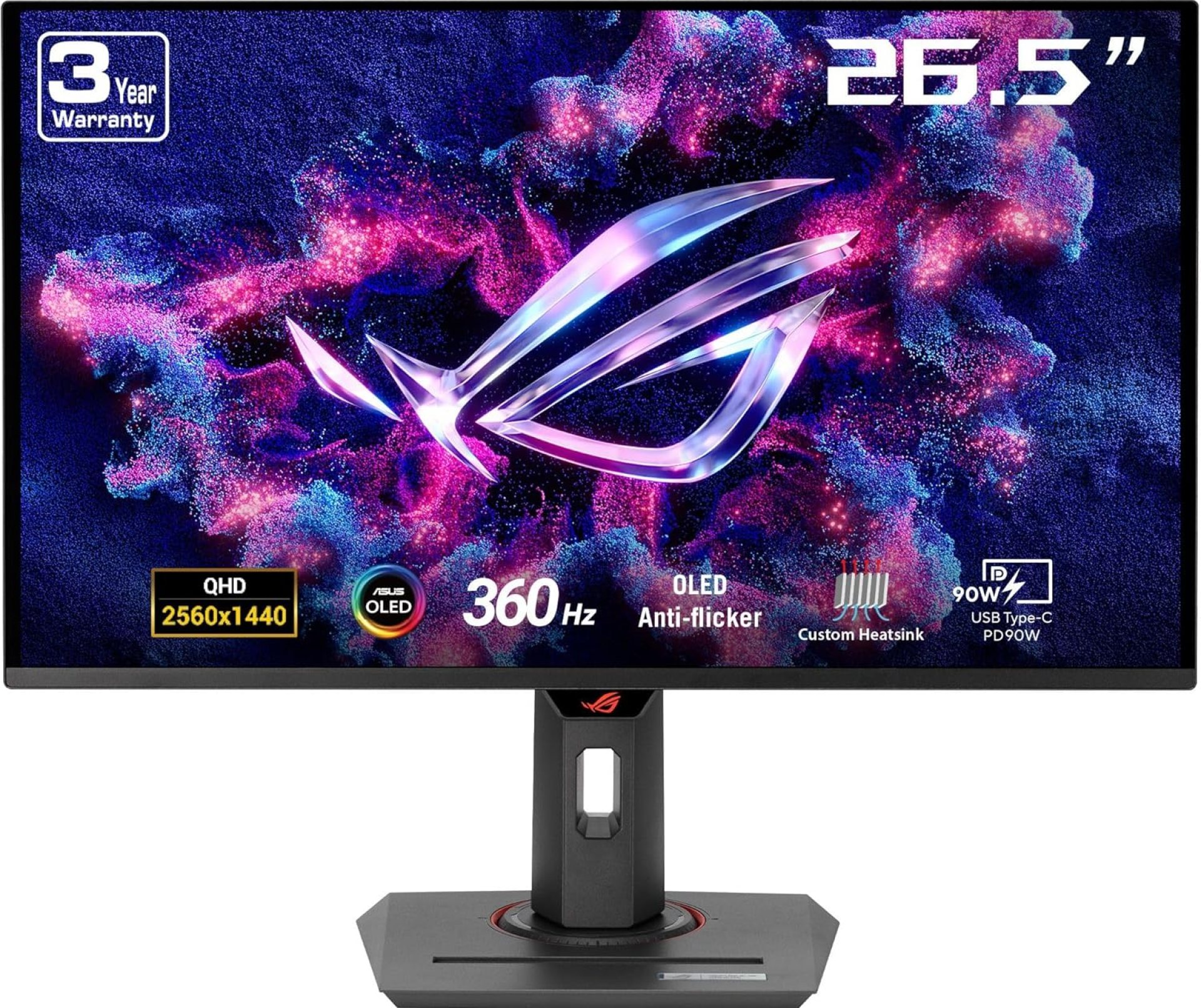 ASUS ROG Strix 27” 1440P OLED Gaming Monitor (XG27ACDNG) – QD-OLED, QHD (2560 x 1440), 360Hz, 0.03ms, Custom Heatsink, OLED Care+, G-SYNC Compatible, 99% DCI-P3, DisplayWidget, AI Gaming, 3yr warranty ASUS ROG Strix 27” 1440P OLED Gaming Monitor (XG27ACDNG) – QD-OLED, QHD (2560 x 1440), 360Hz, 0.03ms, Custom Heatsink, OLED Care+, G-SYNC Compatible, 99% DCI-P3, DisplayWidget, AI Gaming, 3yr warranty