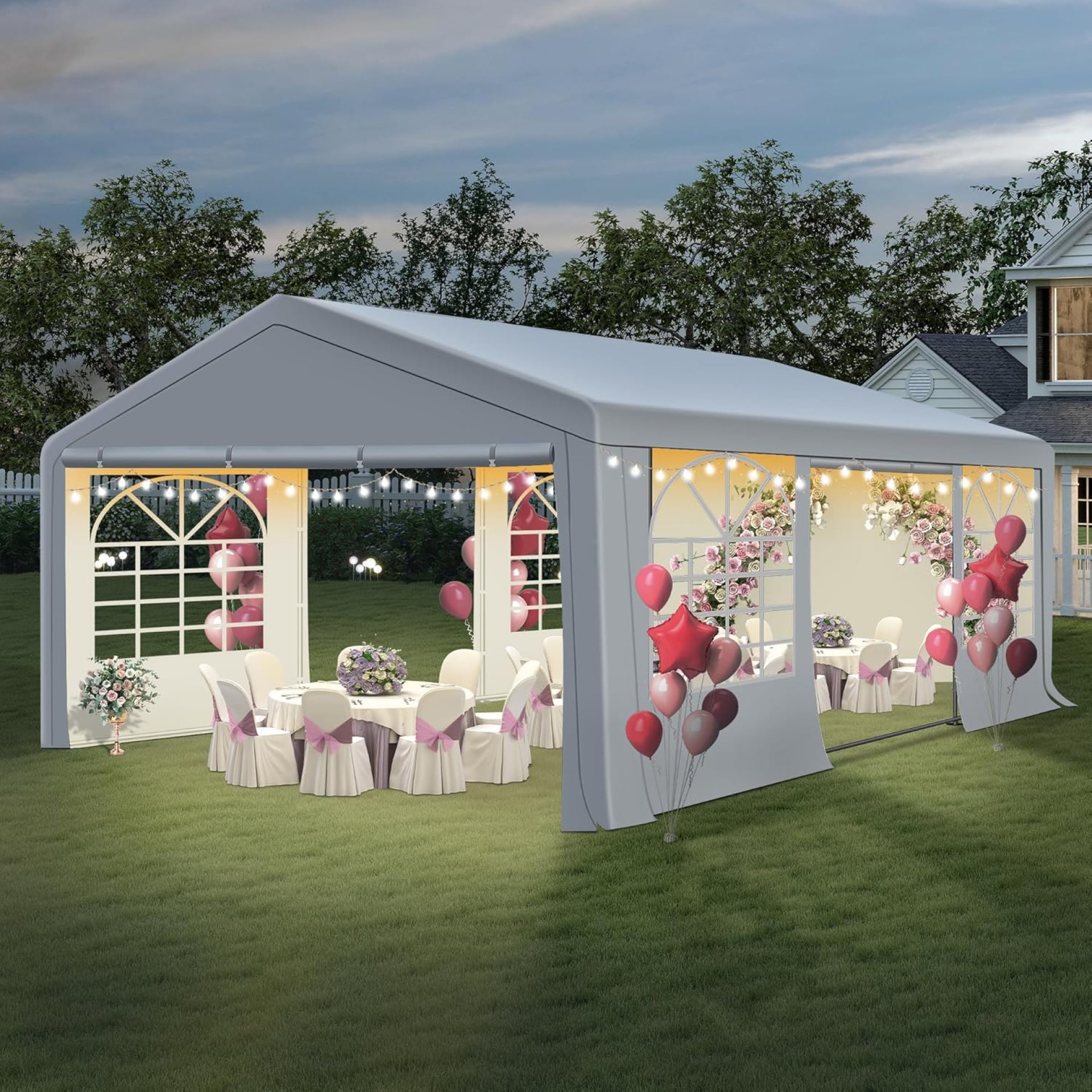 20′ x 20′ Canopy Party Tent & Carport – Heavy Duty Outdoor Wedding Gazebo with 4 Sand Bags, Event Shelter Canopy for Outdoor Event, Wedding, Birthday Party 20′ x 20′ Canopy Party Tent & Carport – Heavy Duty Outdoor Wedding Gazebo with 4 Sand Bags, Event Shelter Canopy for Outdoor Event, Wedding, Birthday Party