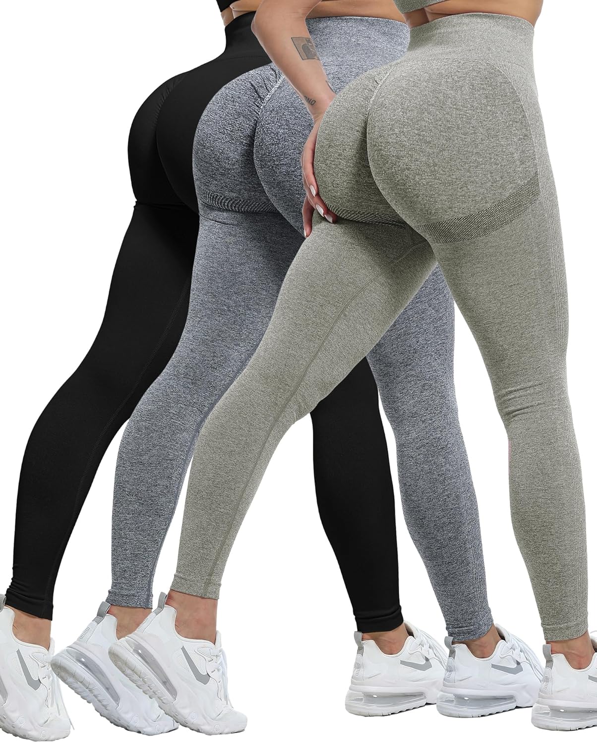 CHRLEISURE 3 Piece Workout Leggings Sets for Women, Gym Scrunch Butt Butt Lifting Seamless Leggings CHRLEISURE 3 Piece Workout Leggings Sets for Women, Gym Scrunch Butt Butt Lifting Seamless Leggings