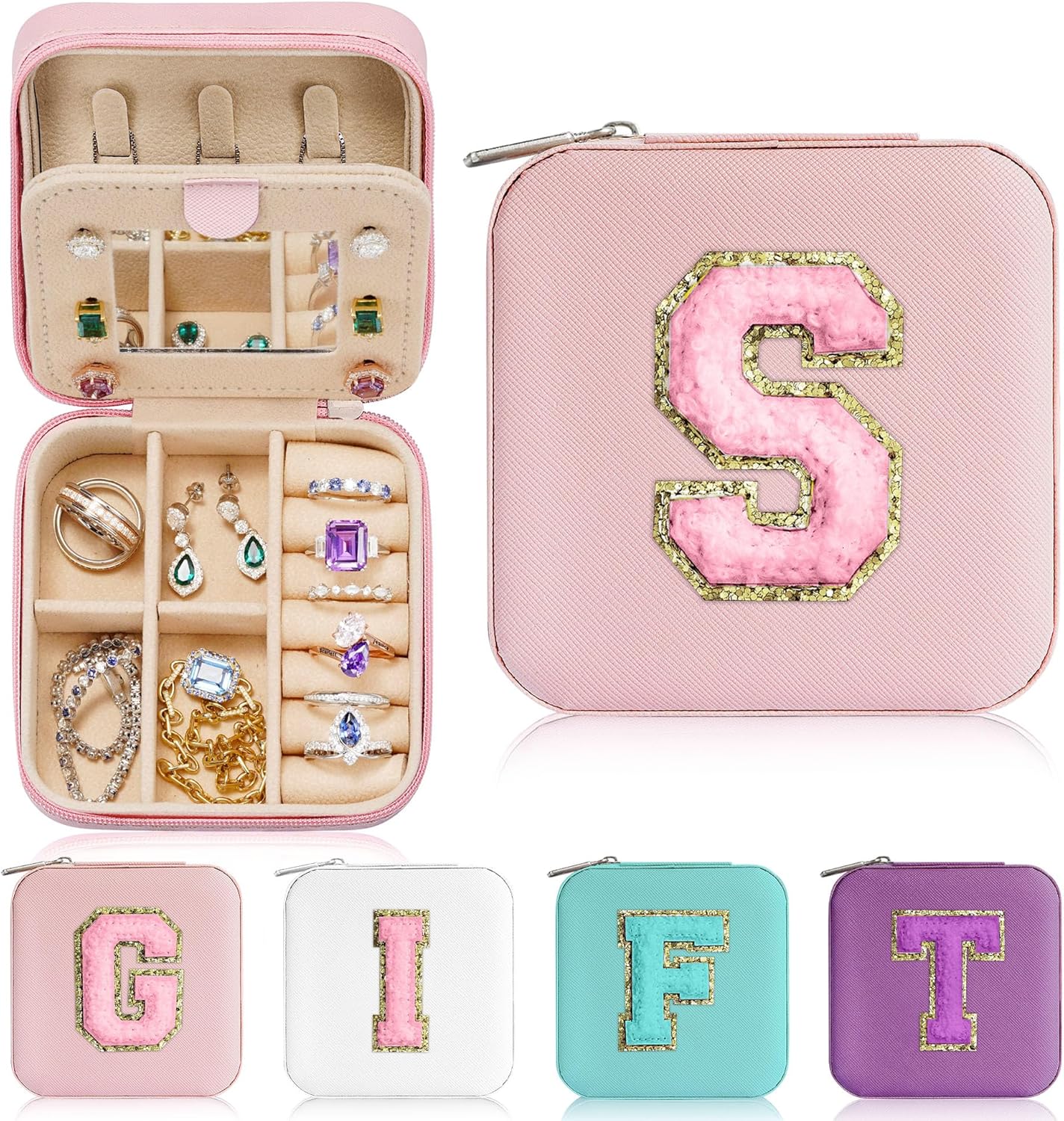 Parima Bridesmaid Gifts for Wedding Day, Bridesmaid Gifts for Women | Bridesmaid Proposal Gifts Unique Gifts | Wedding Travel Essentials Small Jewelry Box | Travel Jewelry Case – Letter S, Pink Parima Bridesmaid Gifts for Wedding Day, Bridesmaid Gifts for Women | Bridesmaid Proposal Gifts Unique Gifts | Wedding Travel Essentials Small Jewelry Box | Travel Jewelry Case – Letter S, Pink