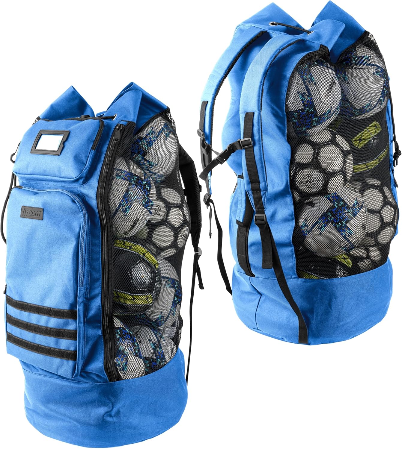 Fitdom Heavy Duty XL Soccer Mesh Equipment Ball Bag w/Adjustable Backpack Shoulder Strap Design for Coach. 2 Different Size Front Pockets for Sporting Accessories. Fitdom Heavy Duty XL Soccer Mesh Equipment Ball Bag w/Adjustable Backpack Shoulder Strap Design for Coach. 2 Different Size Front Pockets for Sporting Accessories.